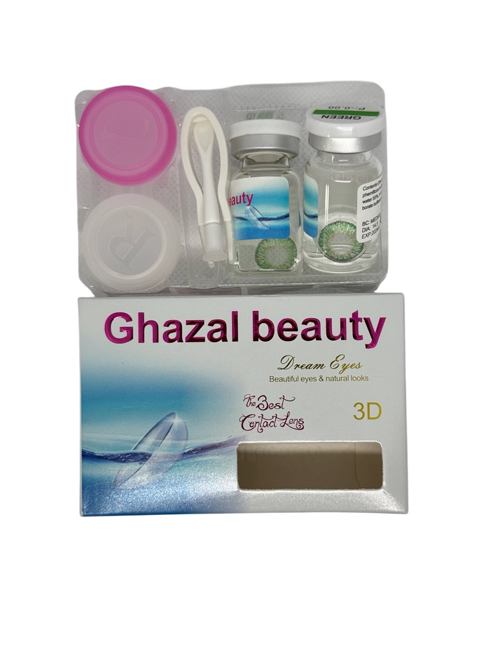 Rəngli kontakt linzalar Ghazal beauty Dream Eyes Green, 14.5 mm
