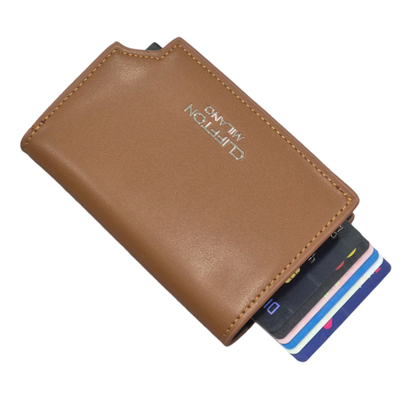 Kredit kart qabı Cliffton W-1903-5, sintetik dəri, açıq qəhvəyi