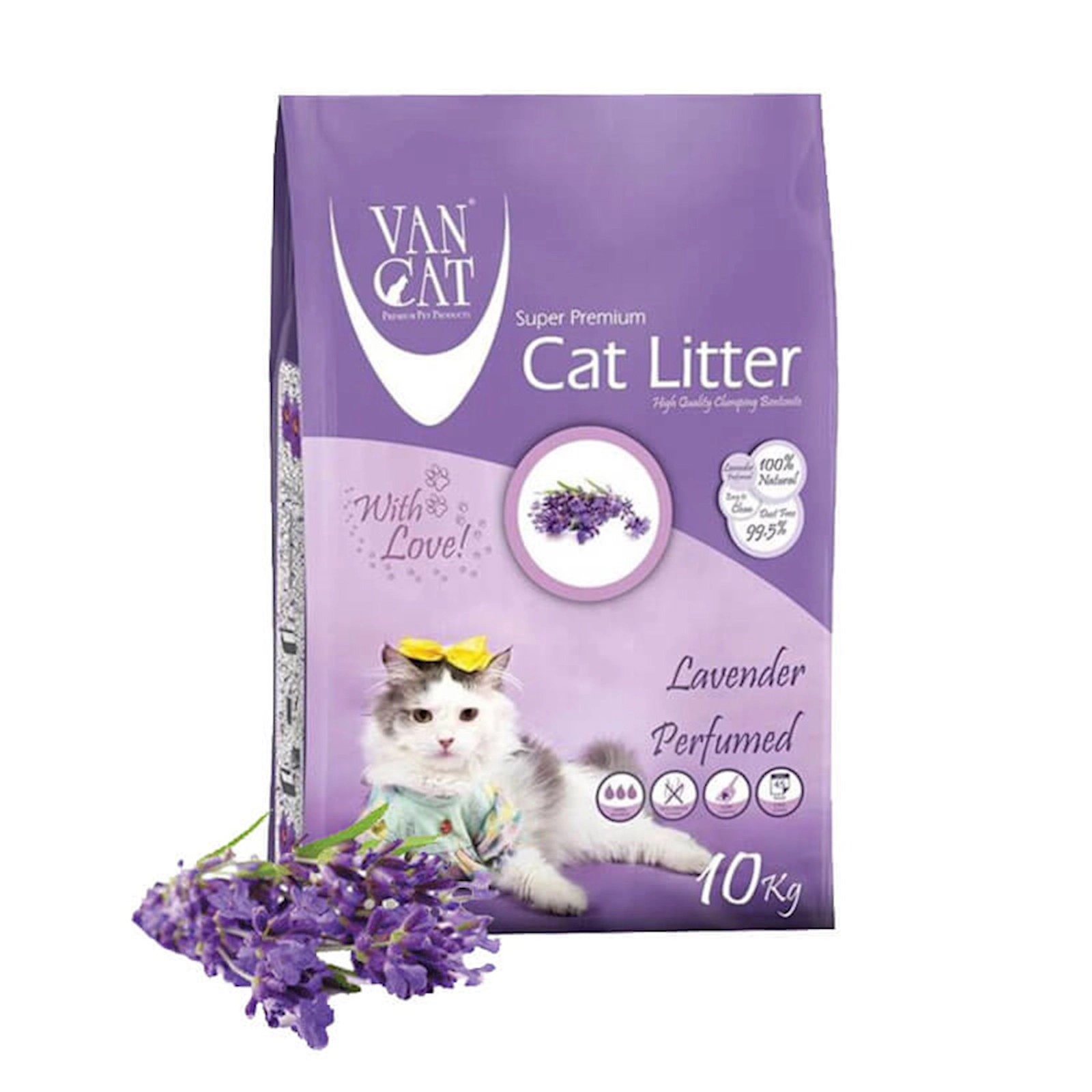 Toplaşan doldurucu pişiklər üçün Van Cat Super Premium Quality Lavender 10 kq, 12 l
