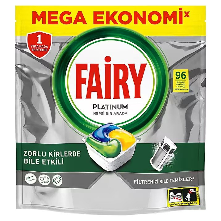 Qabyuyan maşın üçün həblər Fairy Platinum, 96 əd