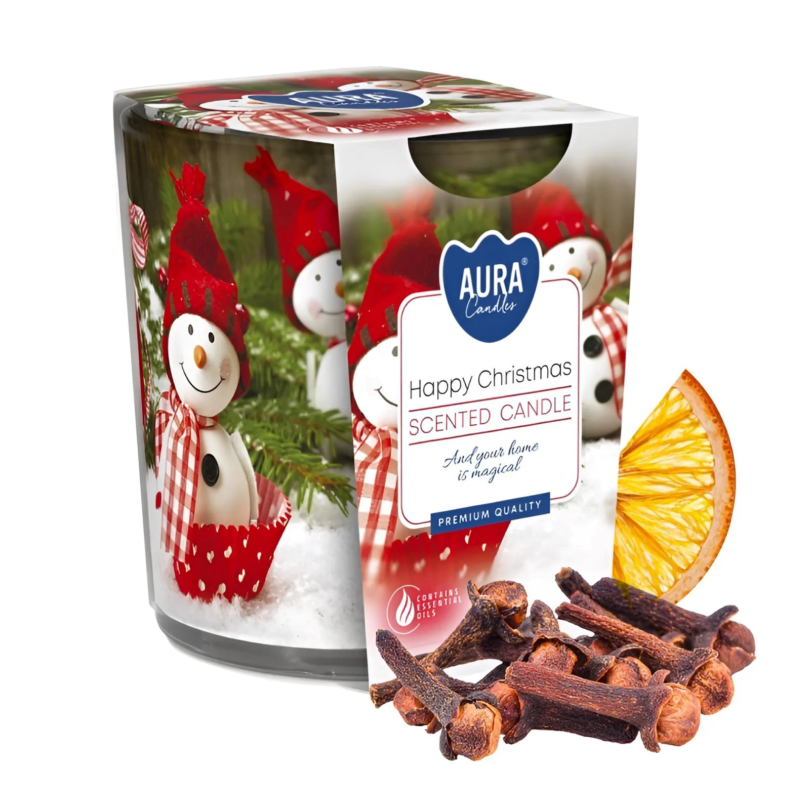 Ətirli şam Bispol Aura Happy Christmas, parafin, 22 saat yanma, 100 q