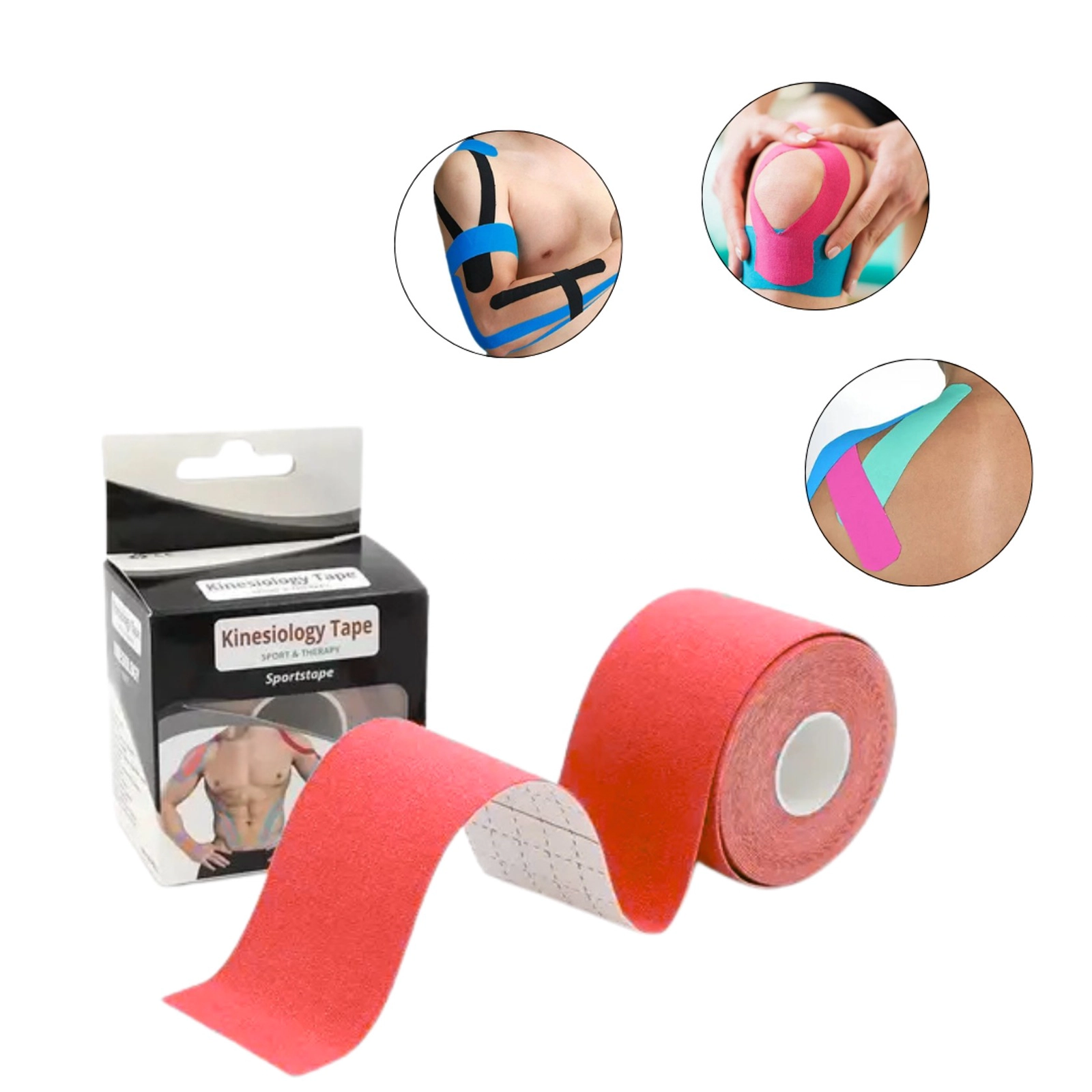 Kinezio teyp Sports Tape, 500x500x5 sm, qırmızı