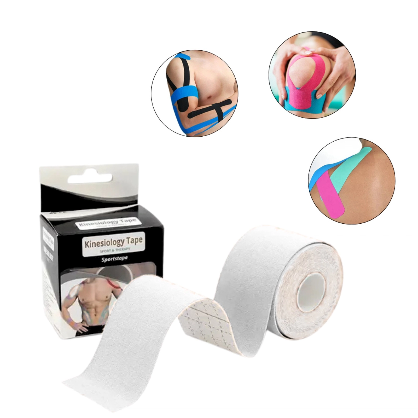 Kinezio teyp Sports Tape, 500x500x5 sm, ağ
