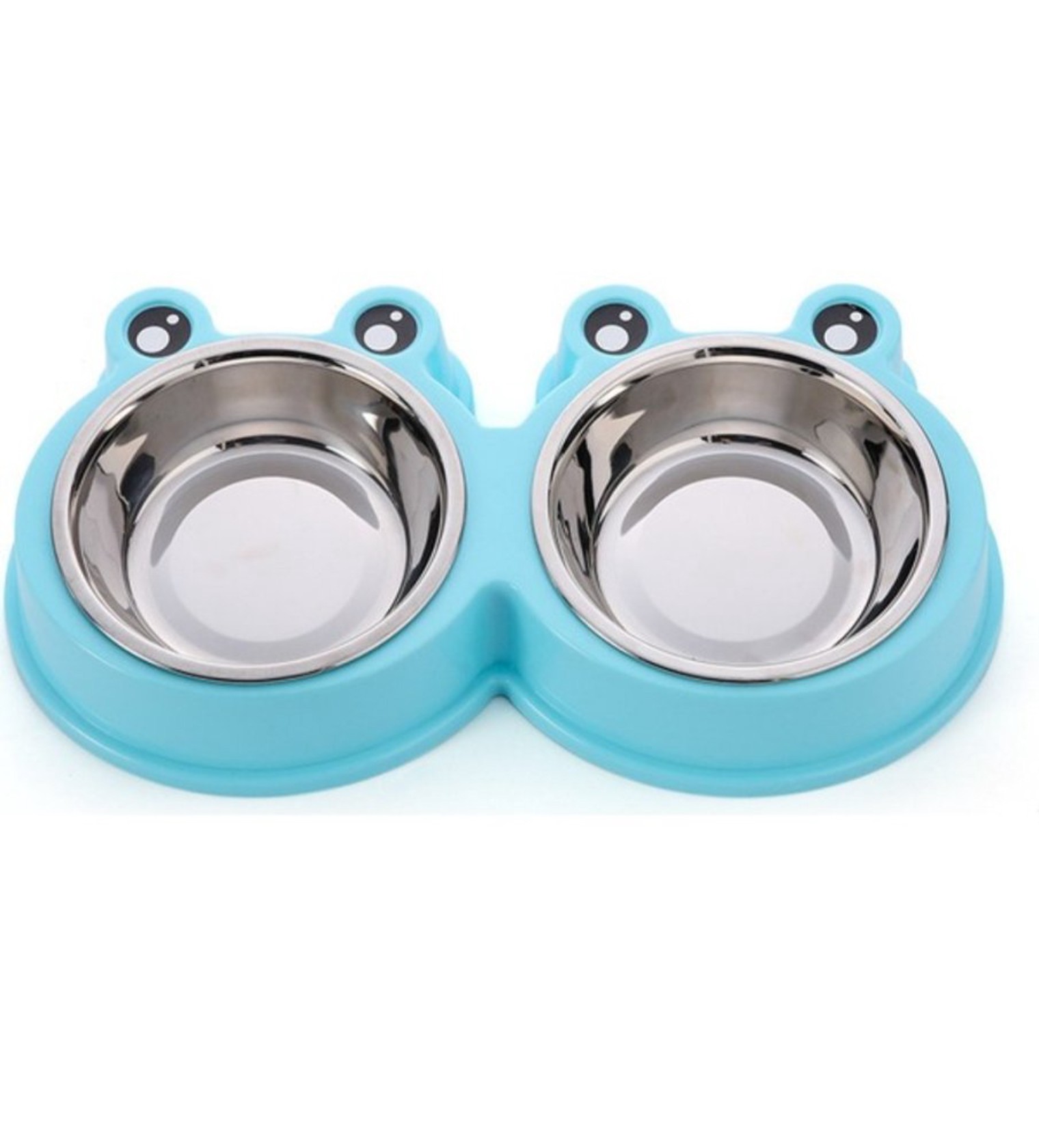 İtlər və pişiklər üçün yem qabı Zoolife Frog, plastik/metal, mavi