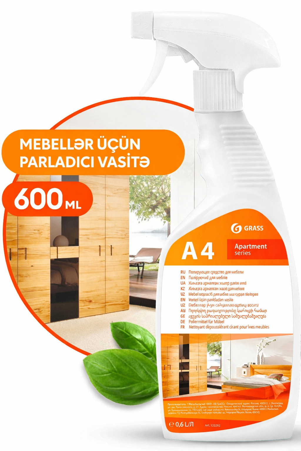 Cilalayıcı vasitə mebel üçün Grass Apartment А4, 600 ml