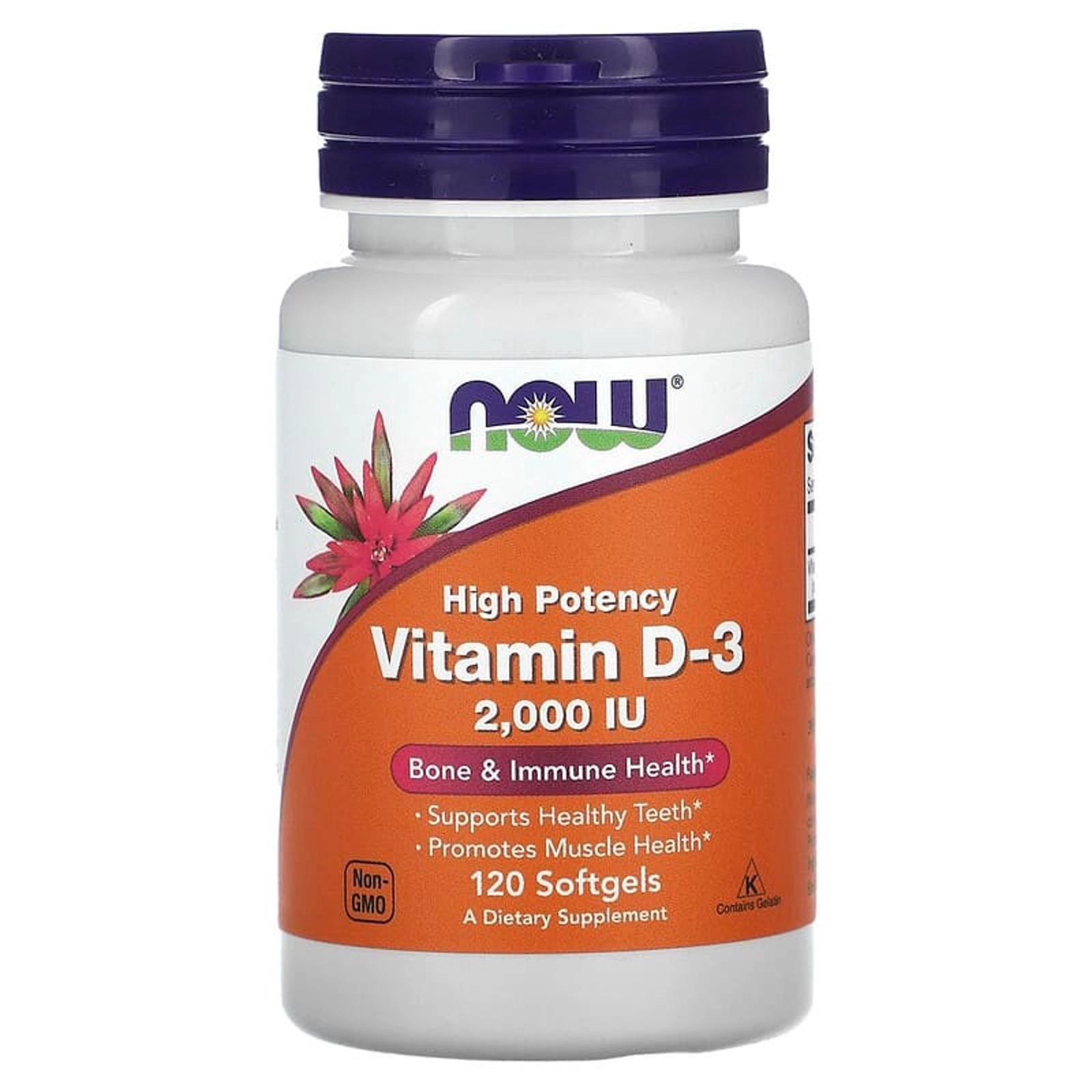 Qida əlavəsi Now Foods Vitamin D-3 2000 IU, 120 kapsul