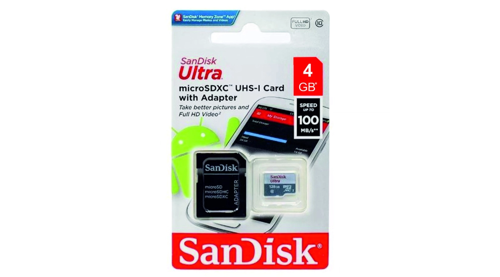 Yaddaş kartı SanDisk 4GB microSDXC UHS-1 (SDSQUAR-004G-GN6MA)