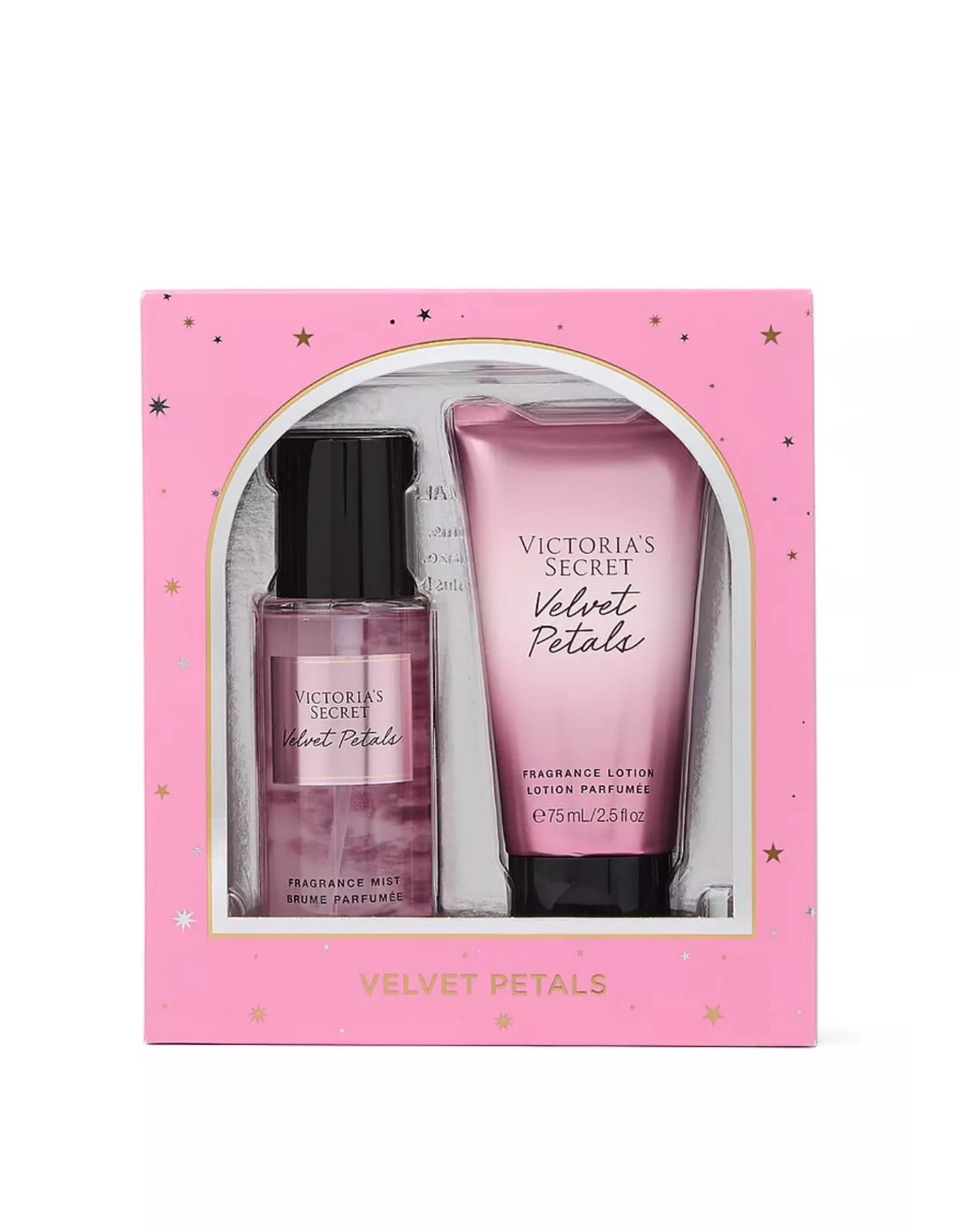 Bədən üçün sprey dəsti Victoria's Secret Velvet Petals (mist bədən üçün 75 ml + losyon bədən üçün 75 ml)