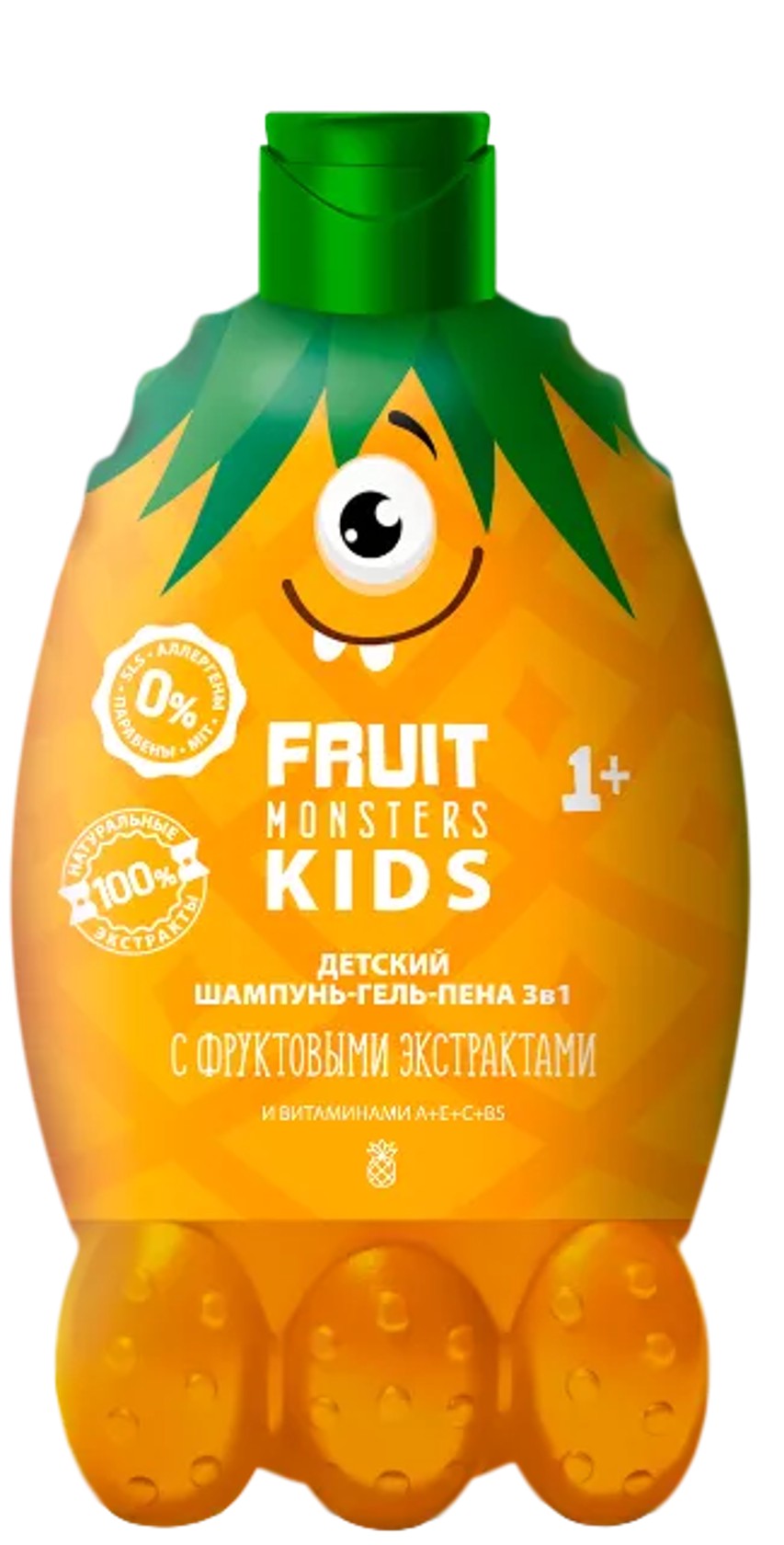 Uşaq üçün şampun-gel-köpük Megamonsters Fruit Monsters 3-ü 1-də Ananas 400 ml