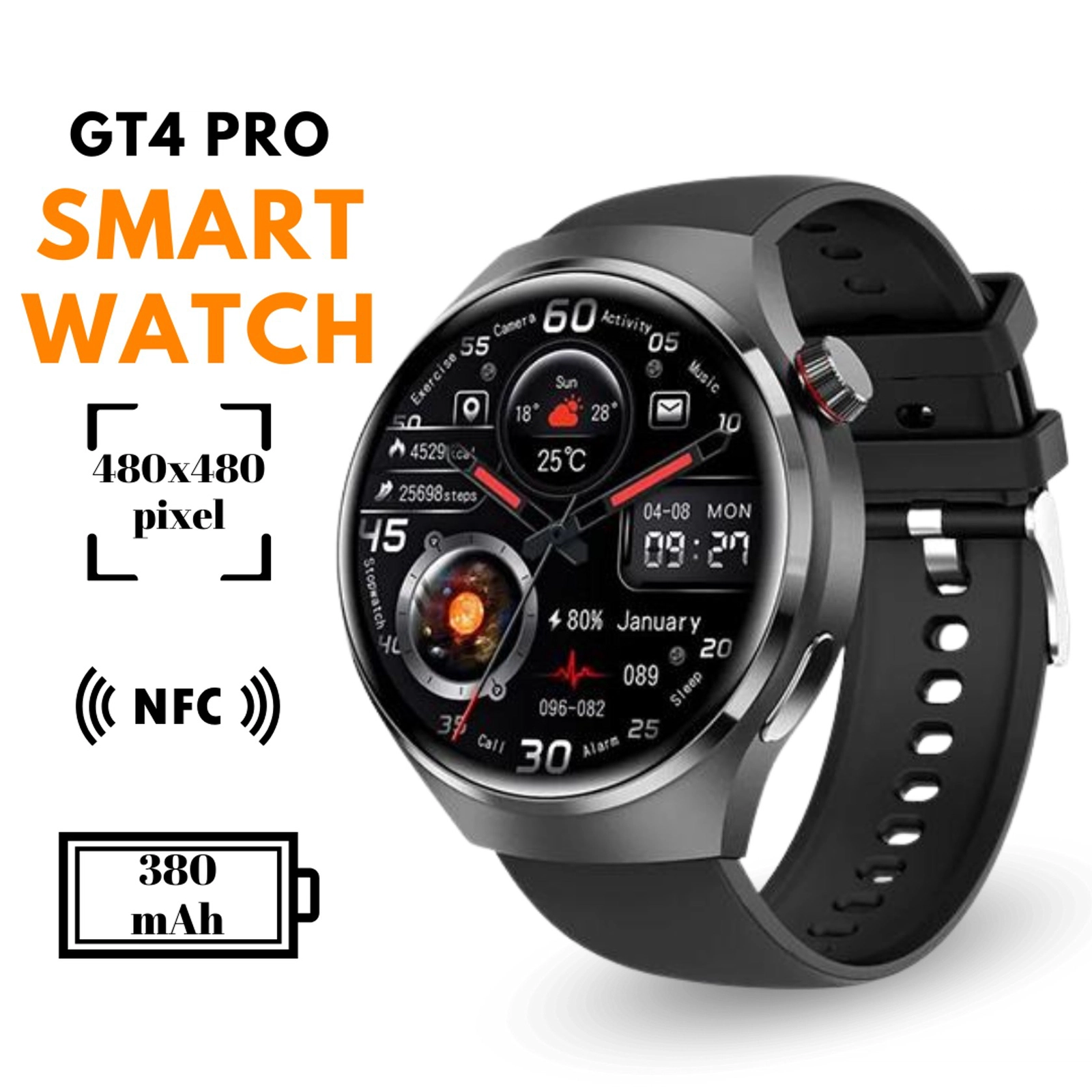 Ağıllı saat Smart Watch GT4 Pro Black
