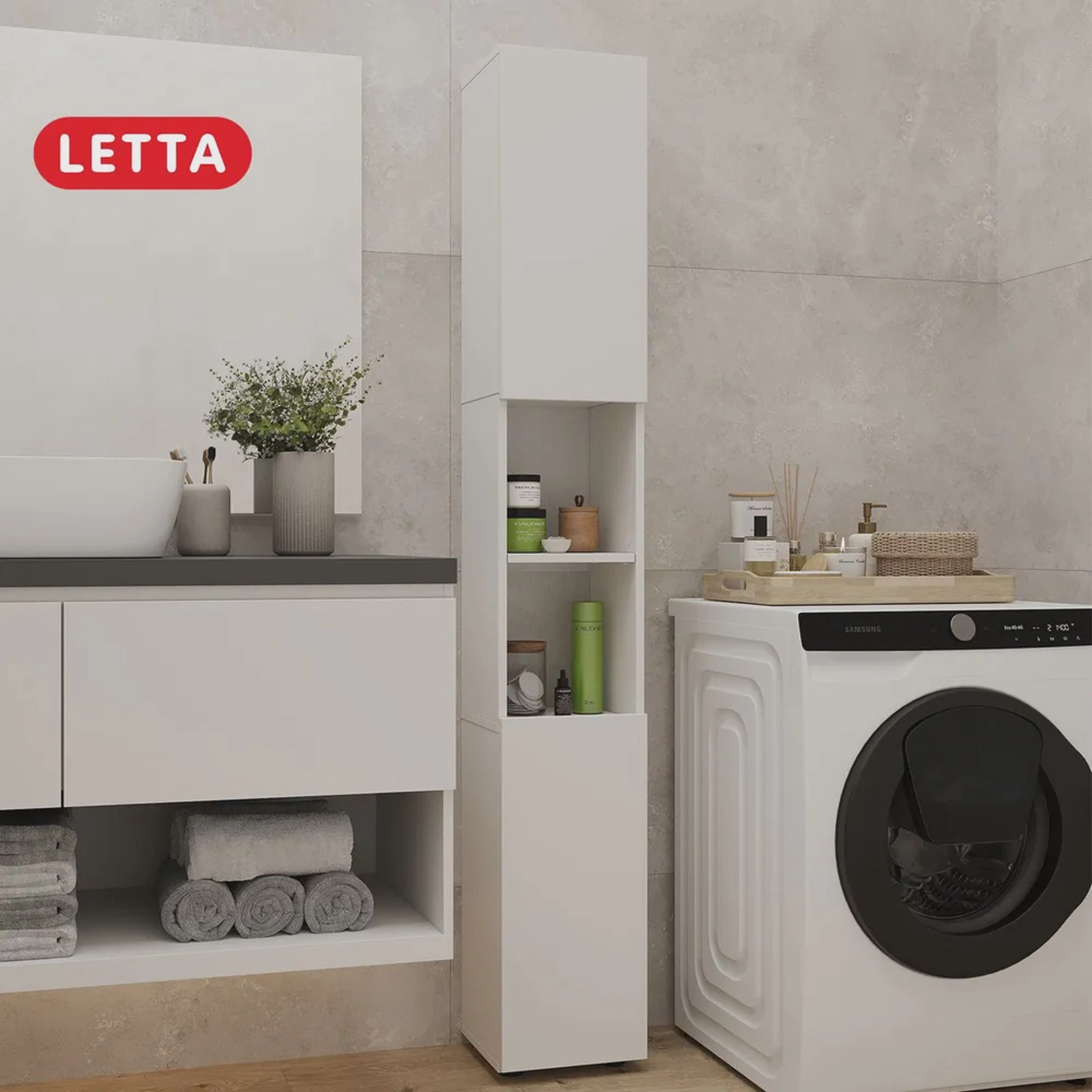 Hamam otağı üçün şkaf-penal Letta 3563_Letta25BathPenWh, 26x28x183.5 sm