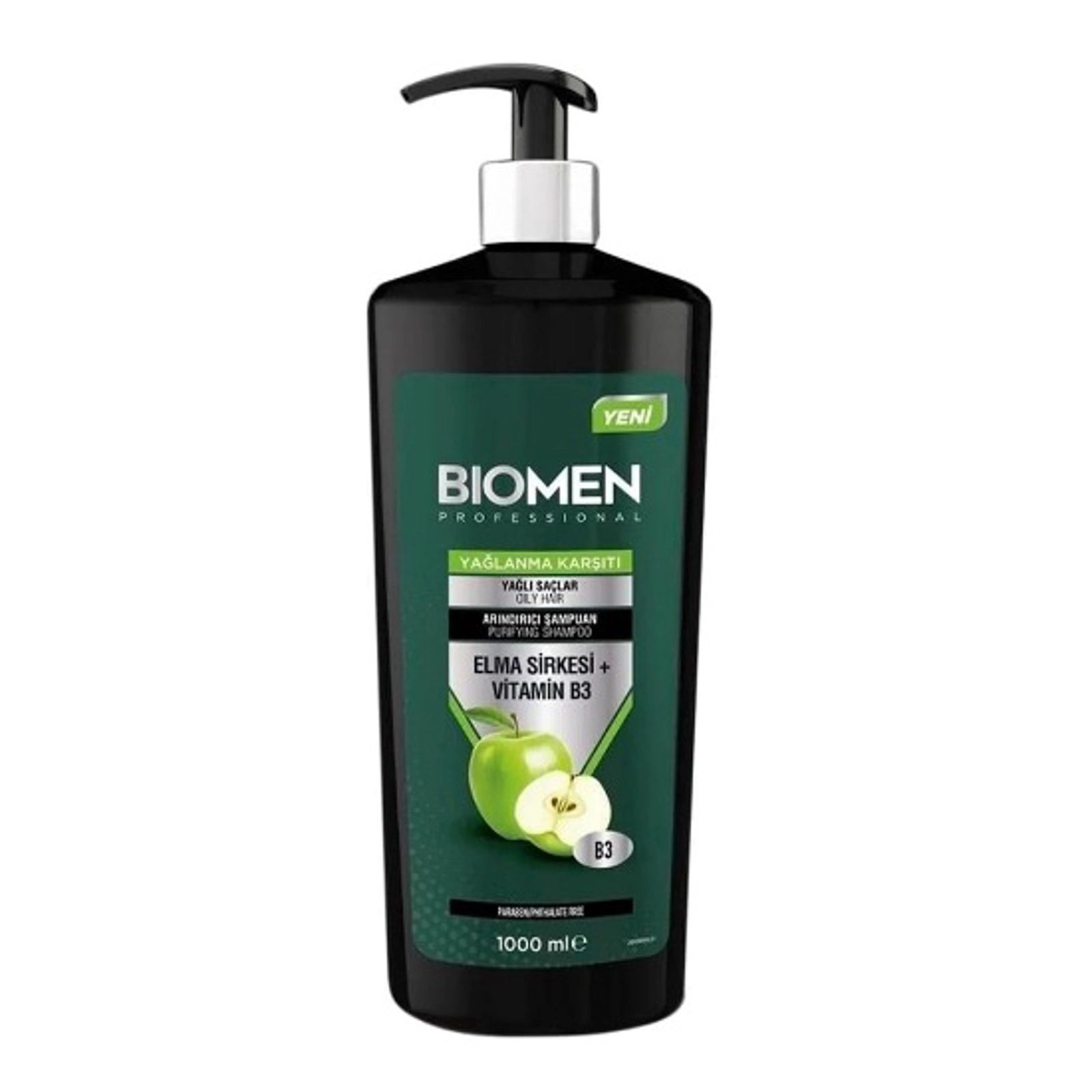 Yağlı saçlar üçünı şampun Biomen Elma Sirkesi+Vitamin B3, 1000 ml