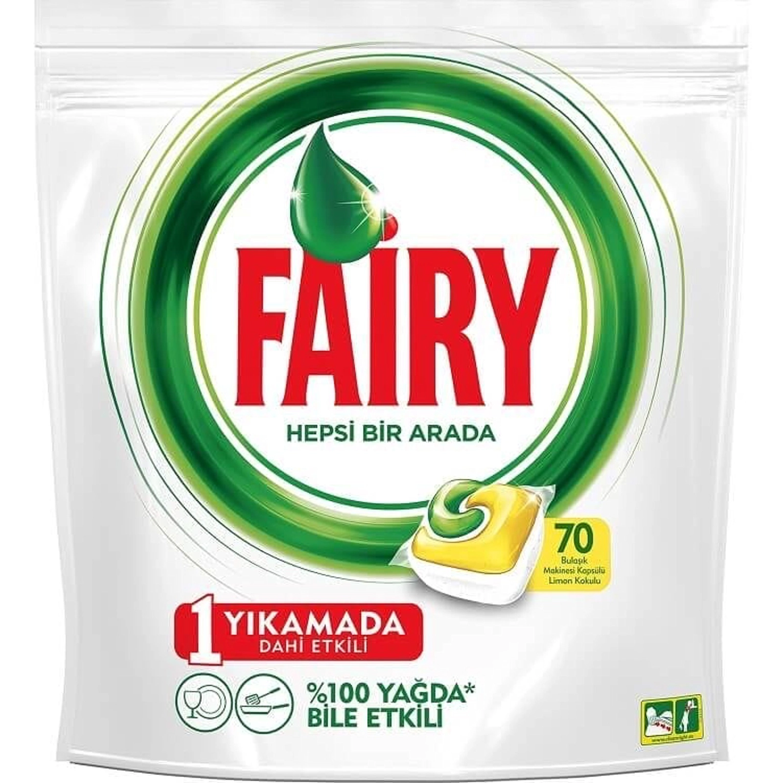 Qabyuyan maşın üçün həblər Fairy Lemon All in One 70 əd