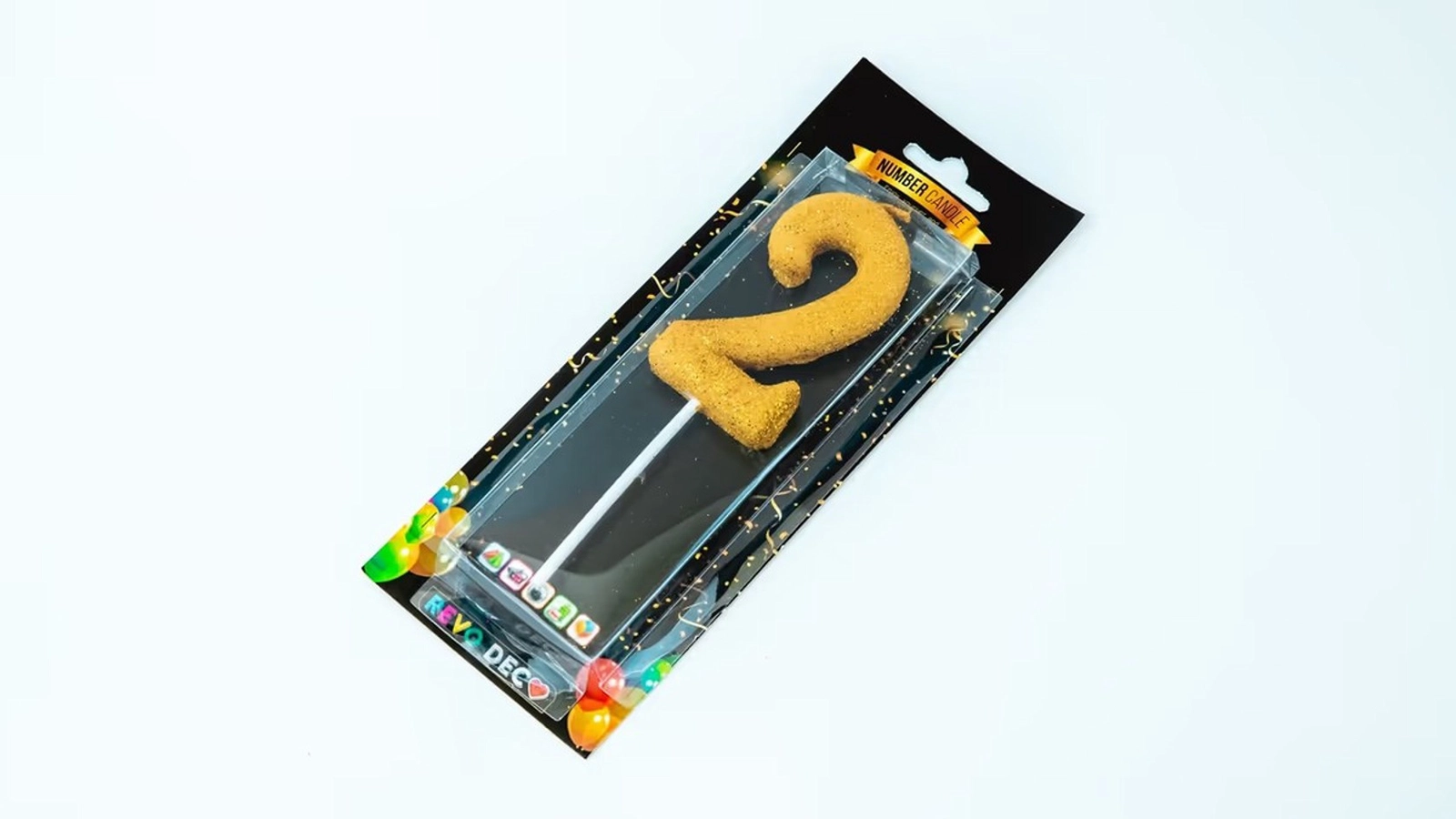 Tort üçün şam-rəqəm PW00207, rəqəm 2, qızılı