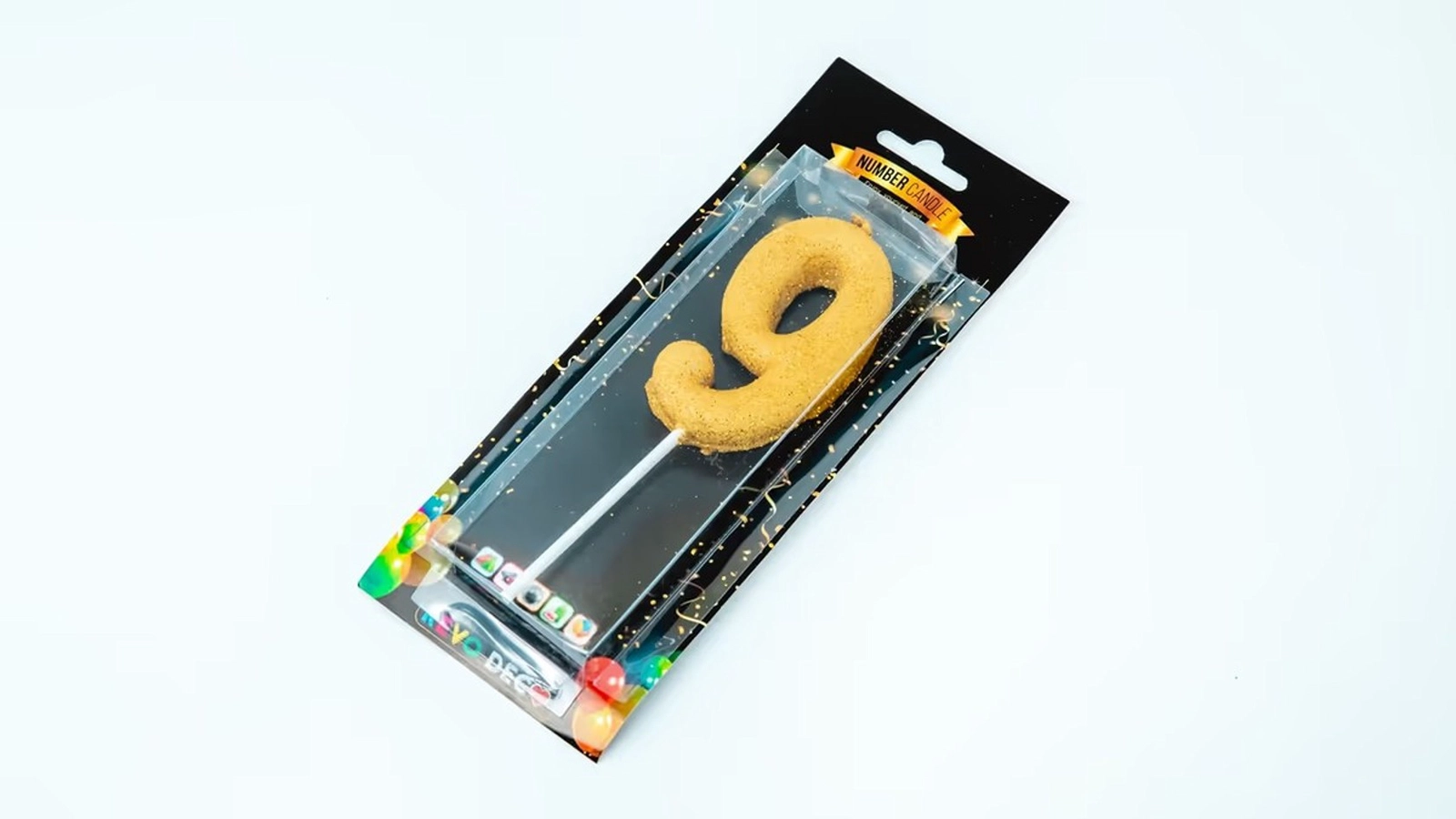 Tort üçün şam-rəqəm PW00214, rəqəm 9, qızılı
