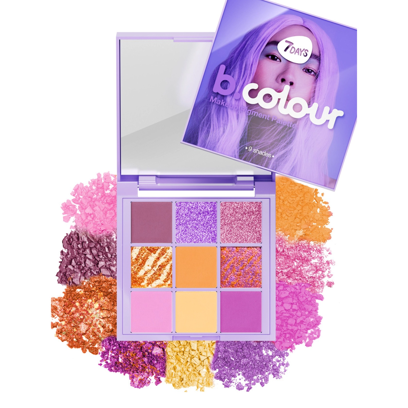 Göz kölgələri paleti 7 Days B.Colour 01 Violet Macarons