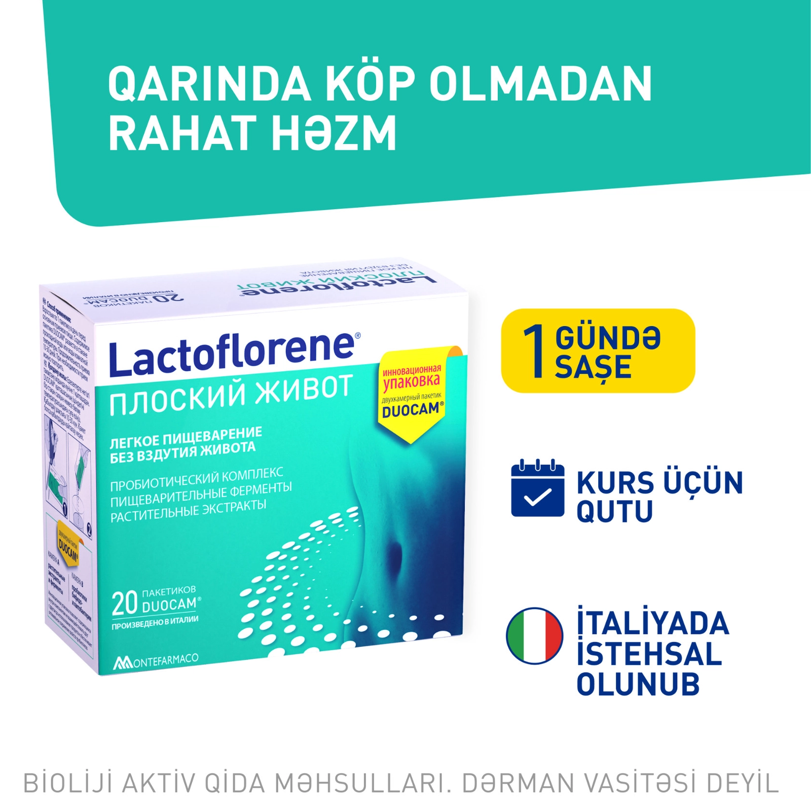 Biolojı aktiv qida əlavəsi Lactoflorene Pancia Piatta 20 paket