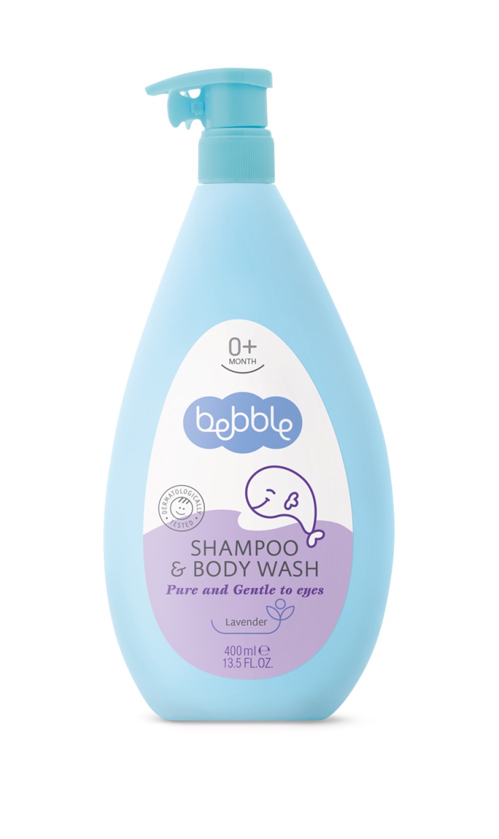 Saç və bədən üçün uşaq şampunu 2-1-də Bebble lavandalı 400 ml