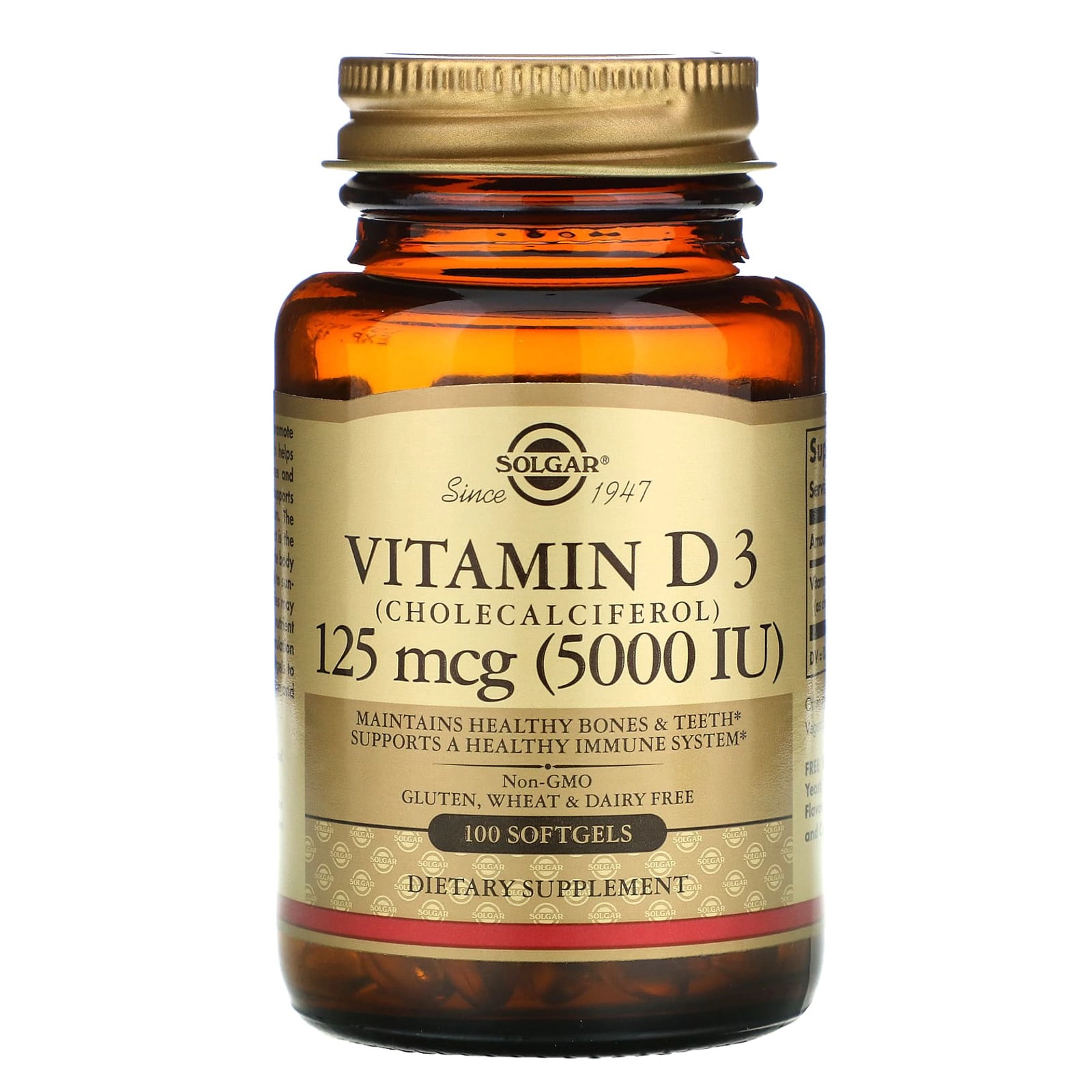 Vitamin Solgar D3 125 mcg 5000 IU, 100 kapsul
