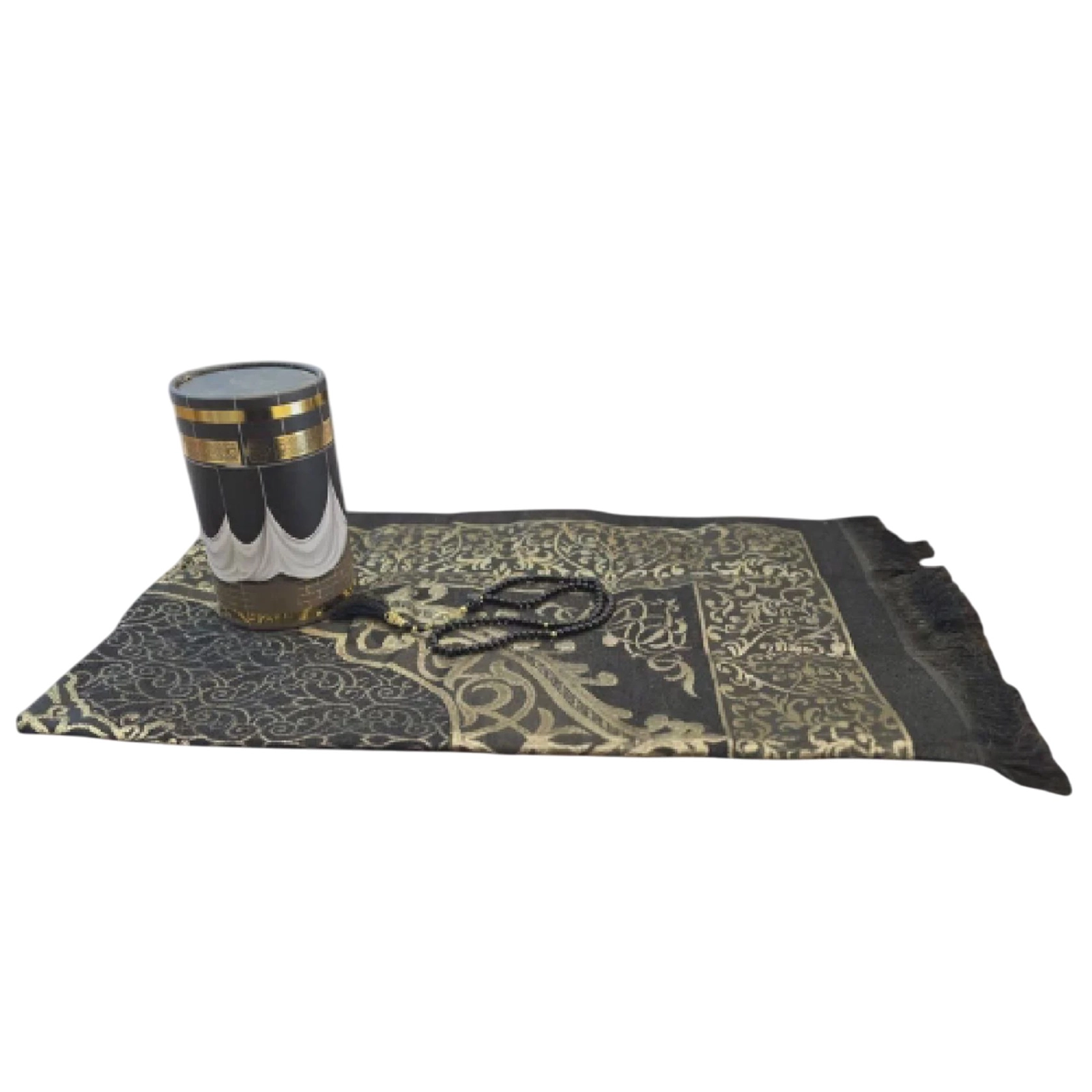 Hədiyyə dəsti Mercan 20005, (namaz xalçası 110x70 sm + təsbeh), pambıq, qara