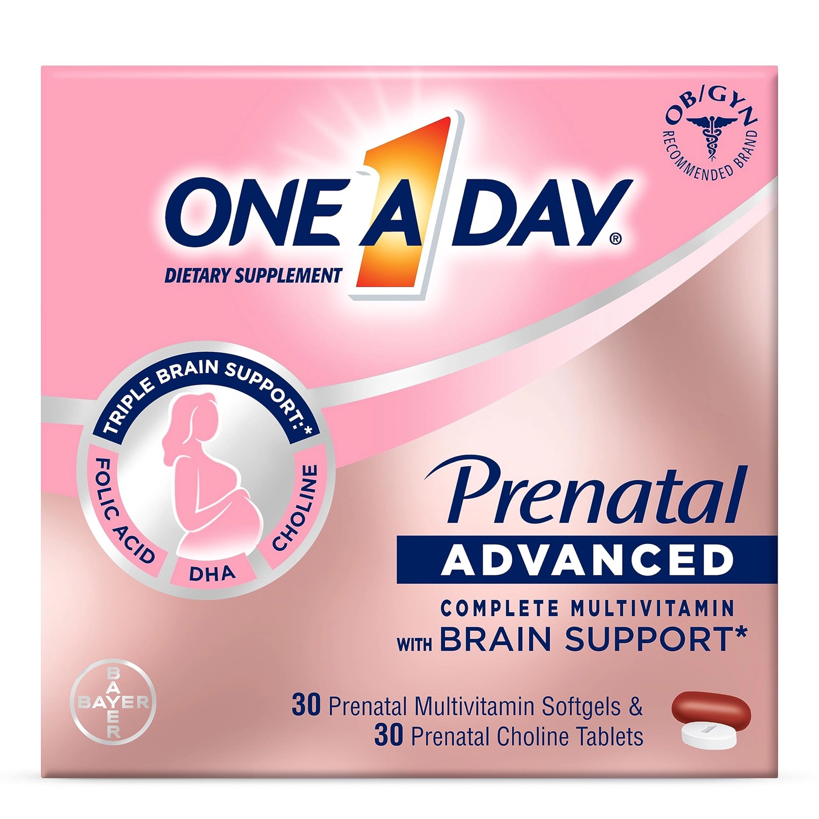 Qida əlavəsi One A Day Women's Prenatal Advanced Complete Multivitamin, 30+30 kapsul