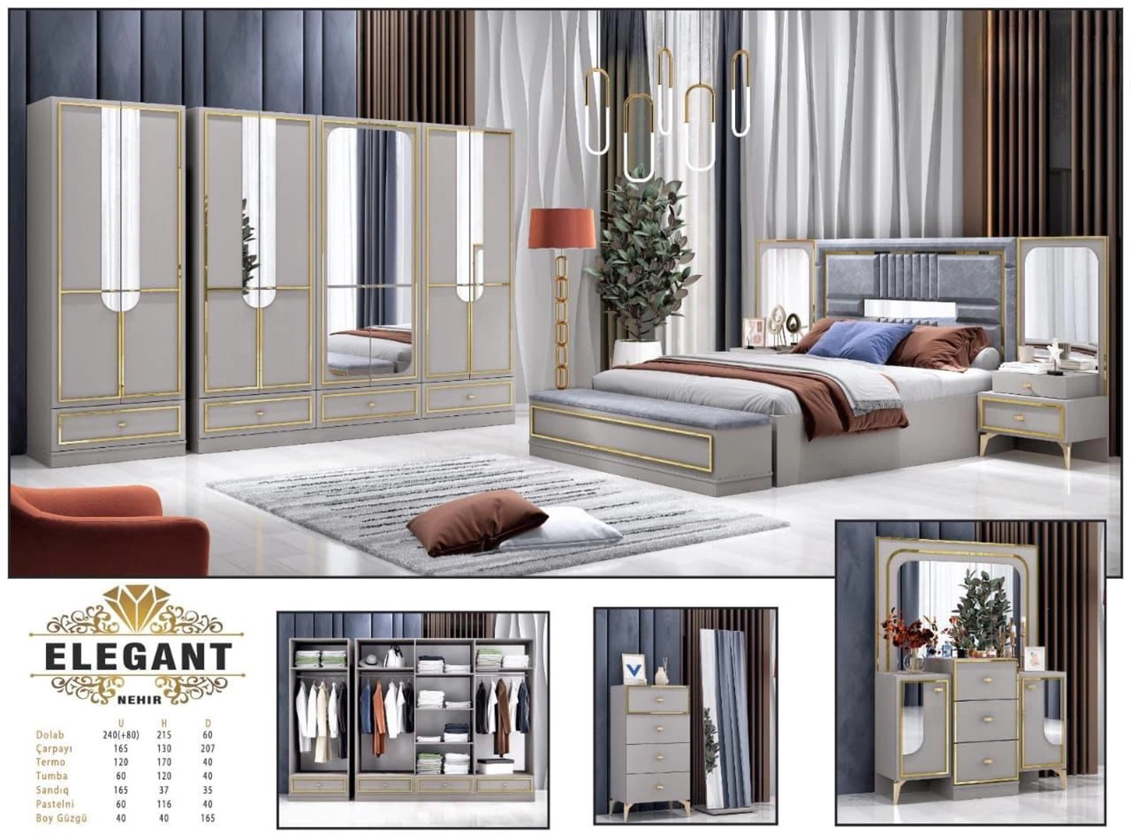 Yataq otağı dəsti Stil Elegant Nehir SM-158