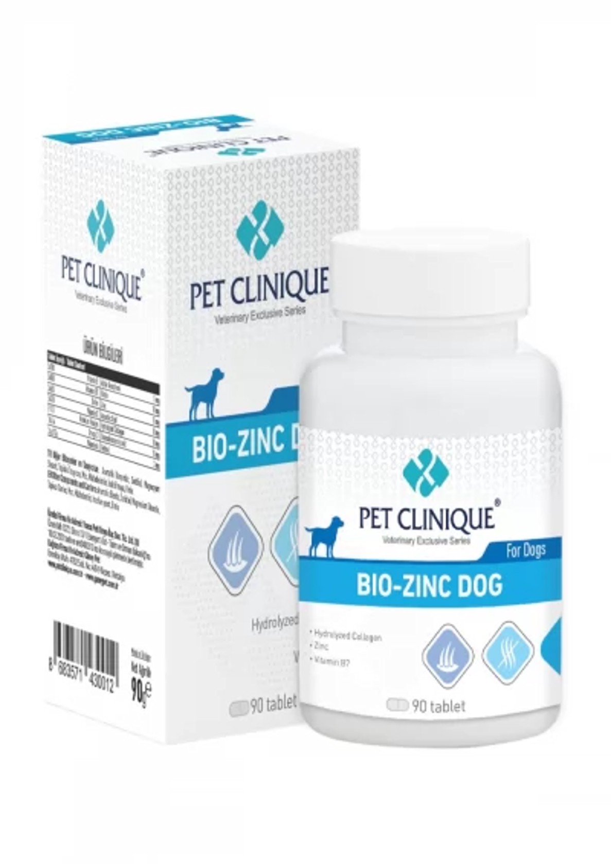 Qida əlavəsi Pet Clinique Bio-Zinc itlər üçün, 90 həb