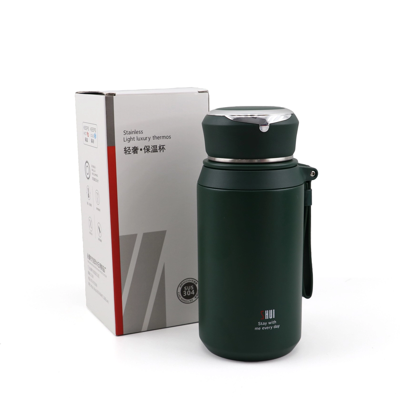 Termos turist üçün, paslanmayan polad, yaşıl, 800 ml