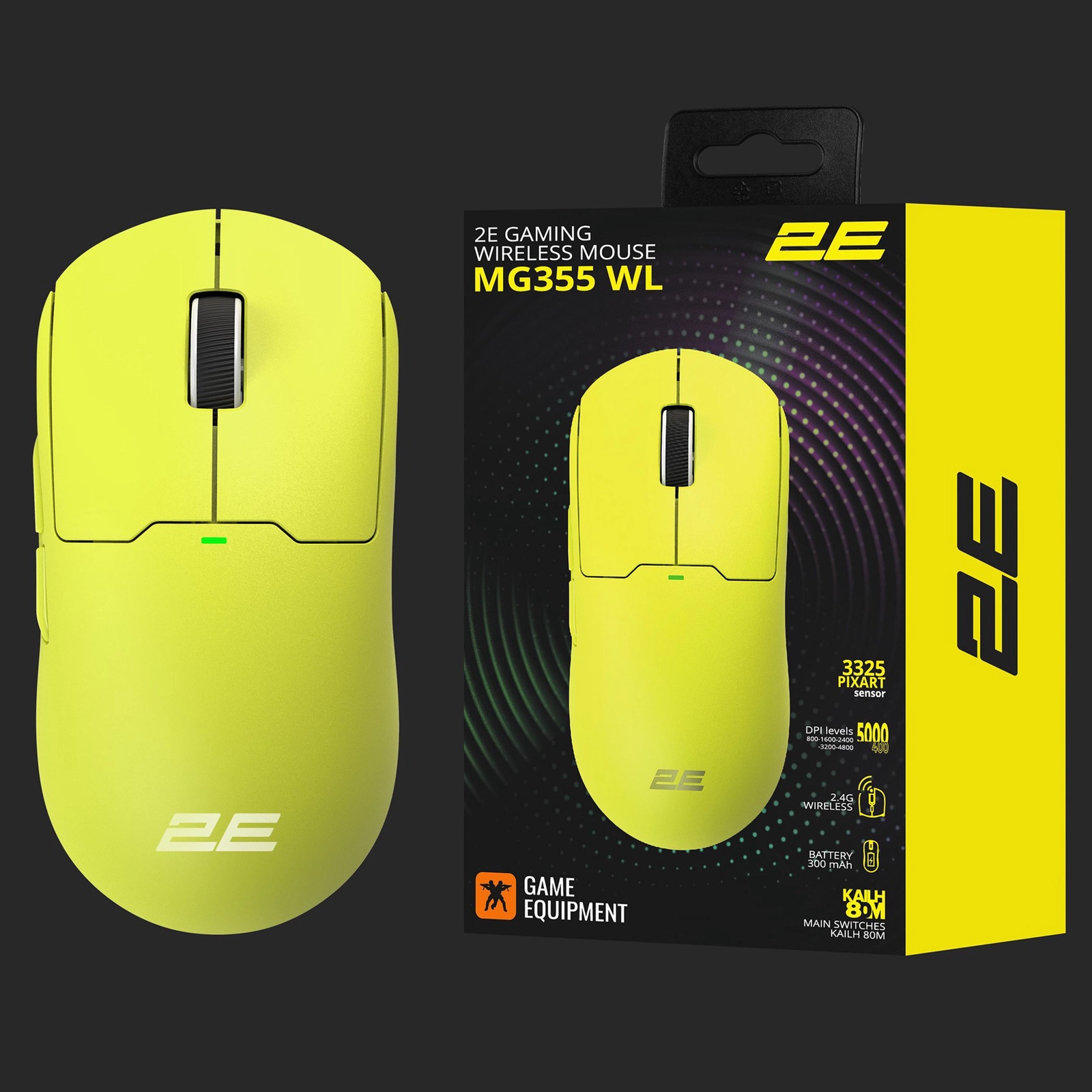 Siçan 2E Gaming MG355 WL RGB Yellow - 2E-MG355UYW-WL
