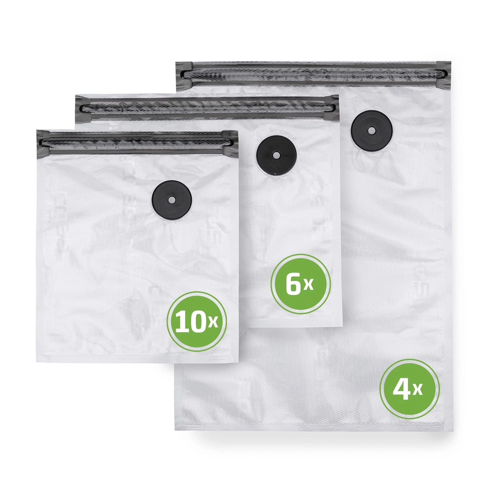 Vakuum paket dəsti CASO Designe, şəffaf, 10 ZIP torba 20x23 sm, 6 ZIP torba 26x23 sm, 4 ZIP torba 26x35 sm