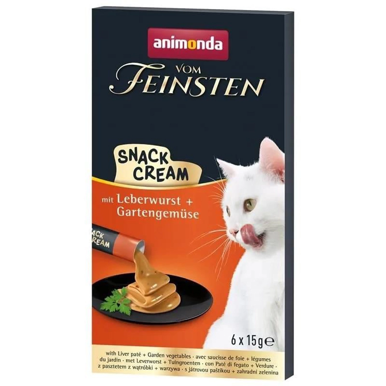Krem Animonda Vom Feinsten pişiklər üçün, qaraciyər və tərəvəz ilə, 6x15 q