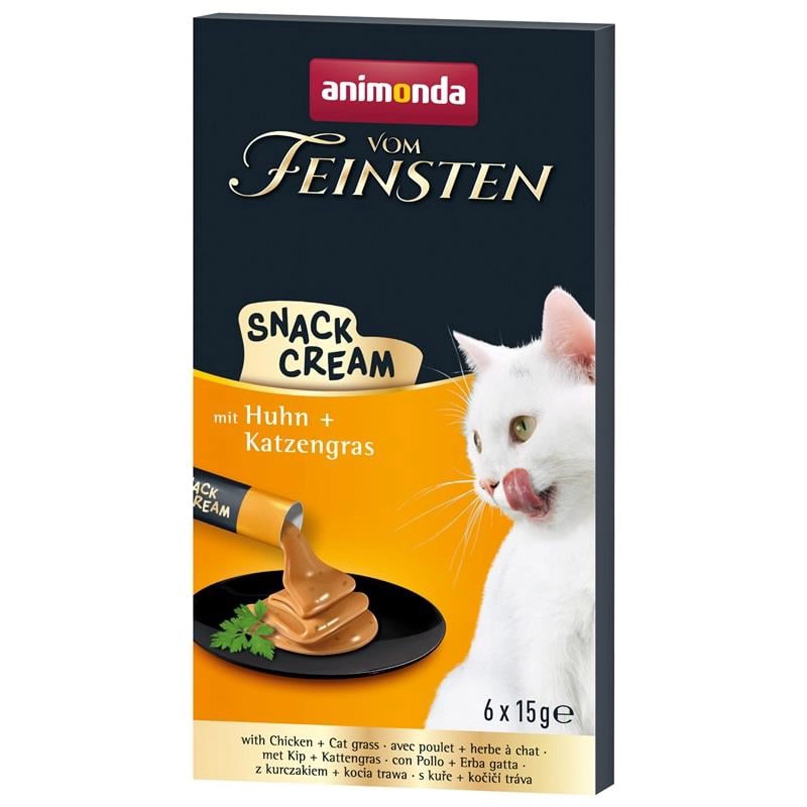 Krem Animonda Vom Feinsten pişiklər üçün, toyuq əti və ot ilə, 6x15 q