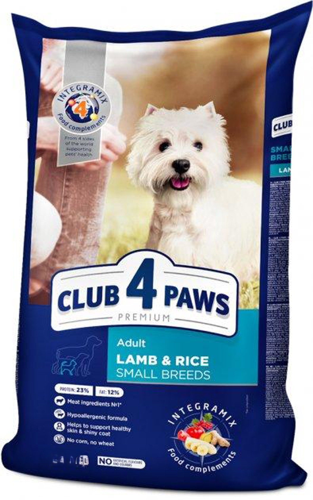 Quru yem Club 4 Paws Adult Small Breed, kiçik cins yetkin itlər üçün, quzu əti və düyü ilə, 1 kq