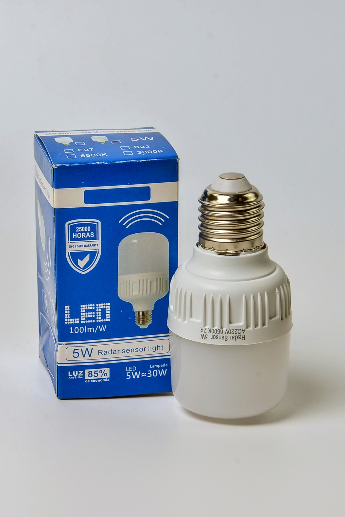 LED lampa Radar Sensor Light 5W, 500lm, E27, 6500K