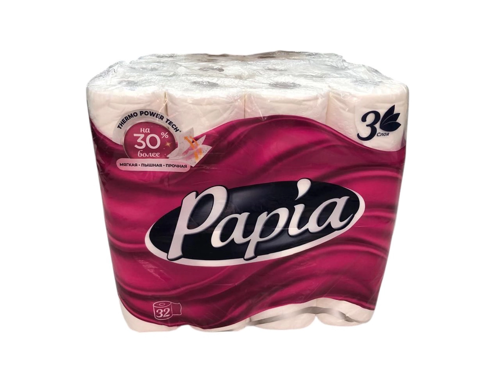 Tualet kağızı Papia, ağ, 3 qat, 32 rulon