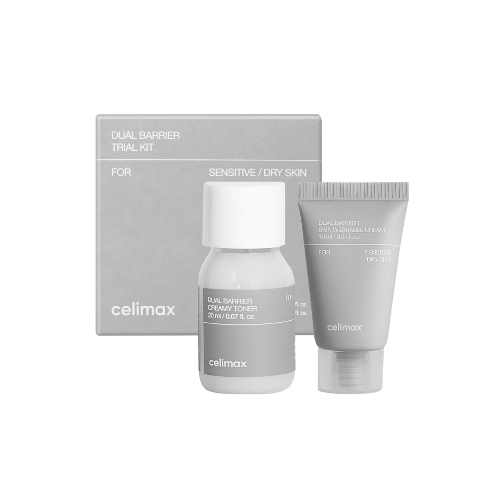 Üz dərisinə qulluq üçün dəst Celimax Dual Barrier (kremli toner 20 ml + üz kremi 10 ml)