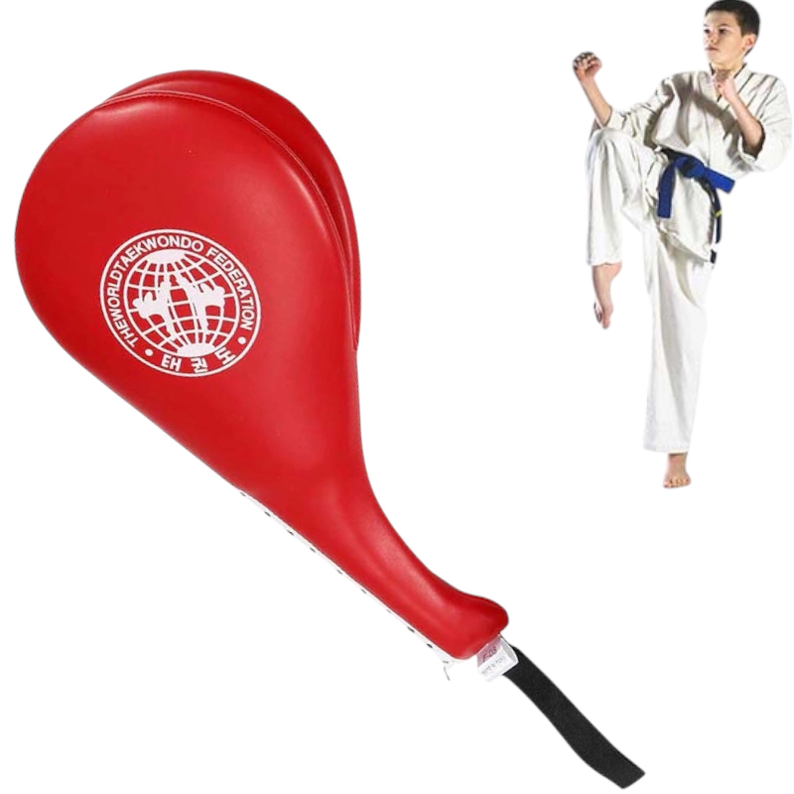 Taekvando üçün lapa WS1116, uzunluq 39×20 sm, tutacaq 19 sm, qırmızı