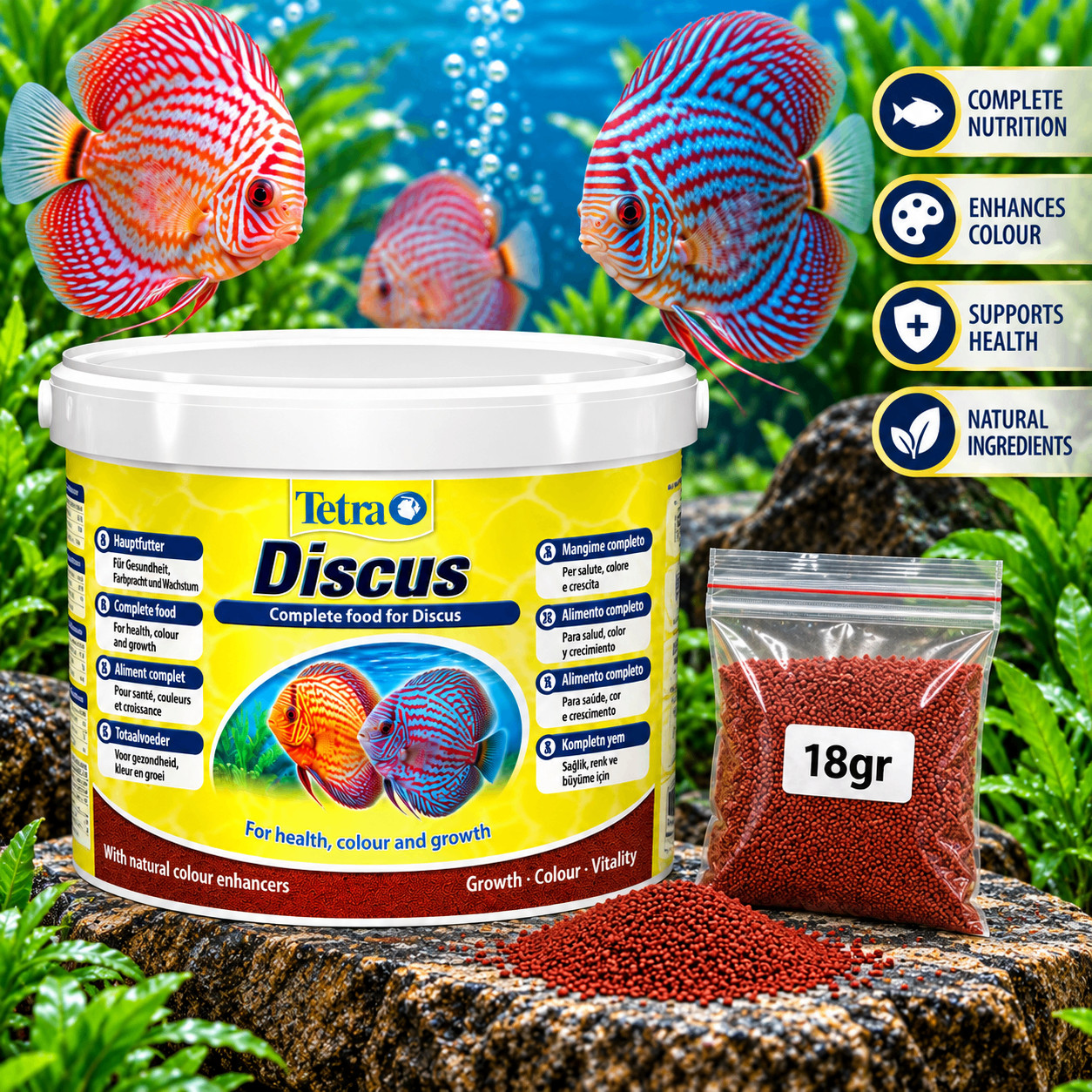 Akvarium balıqları üçün yem Tetra Discus, 18 q