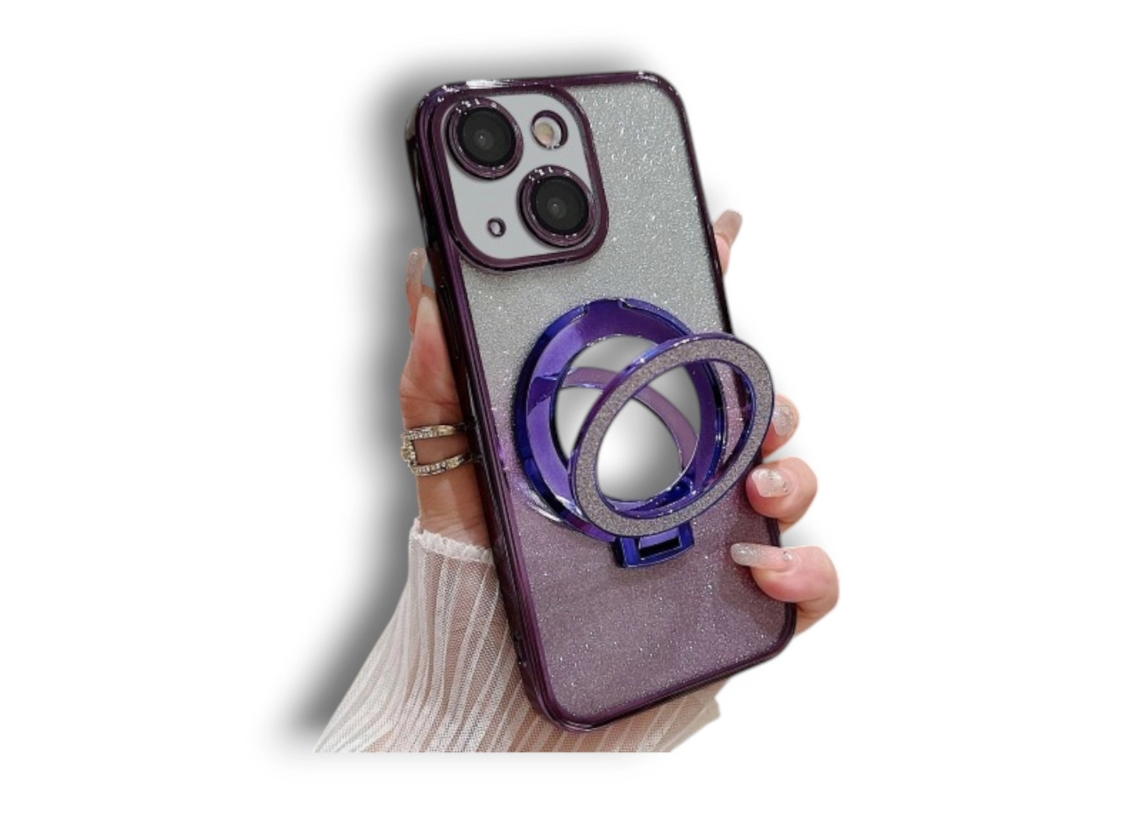 Çexol Apple iPhone 13 Pro Max üçün Purple Glitter