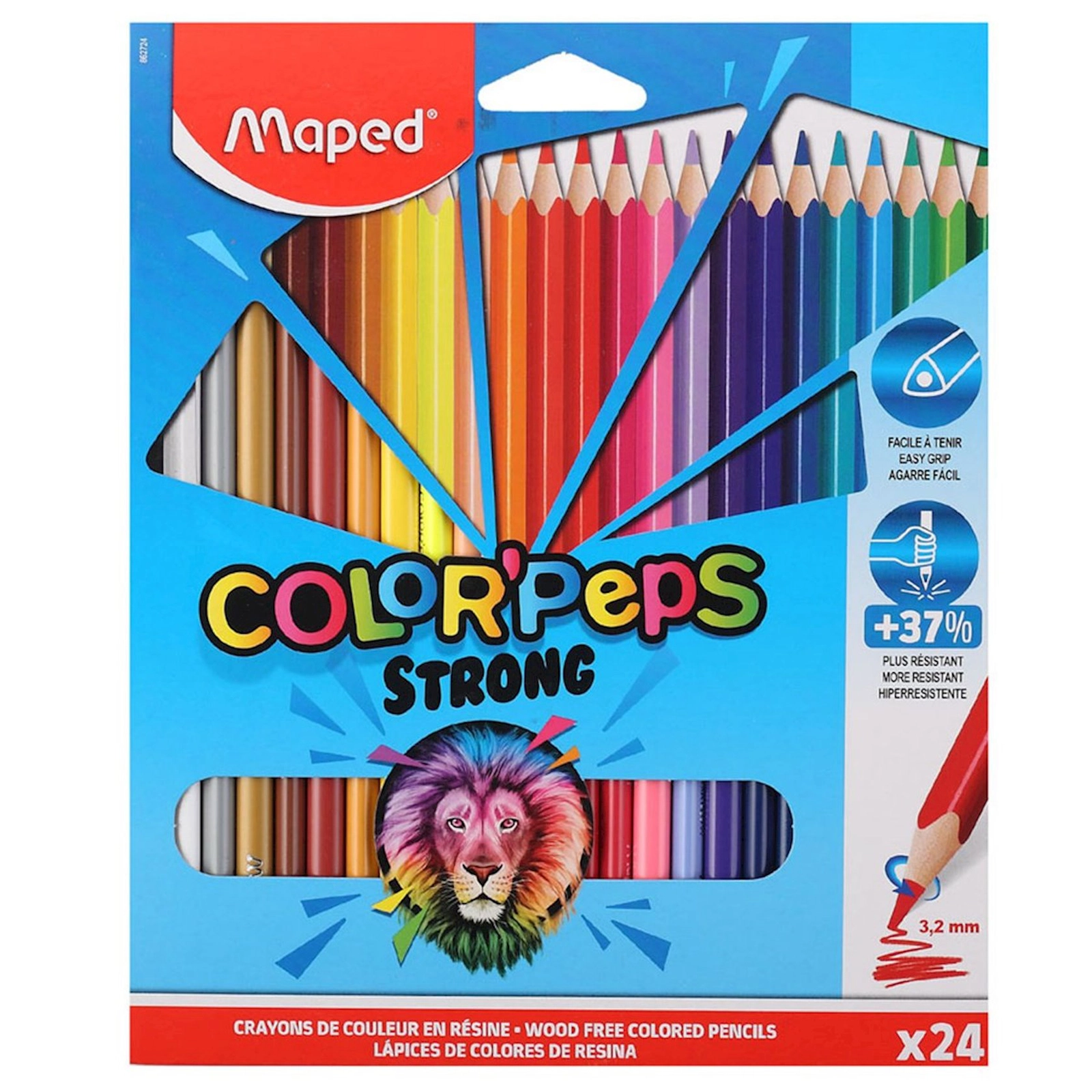 Rəngli karandaş dəsti Maped Color'Peps Strong, üçbucaqlı, 24 əd