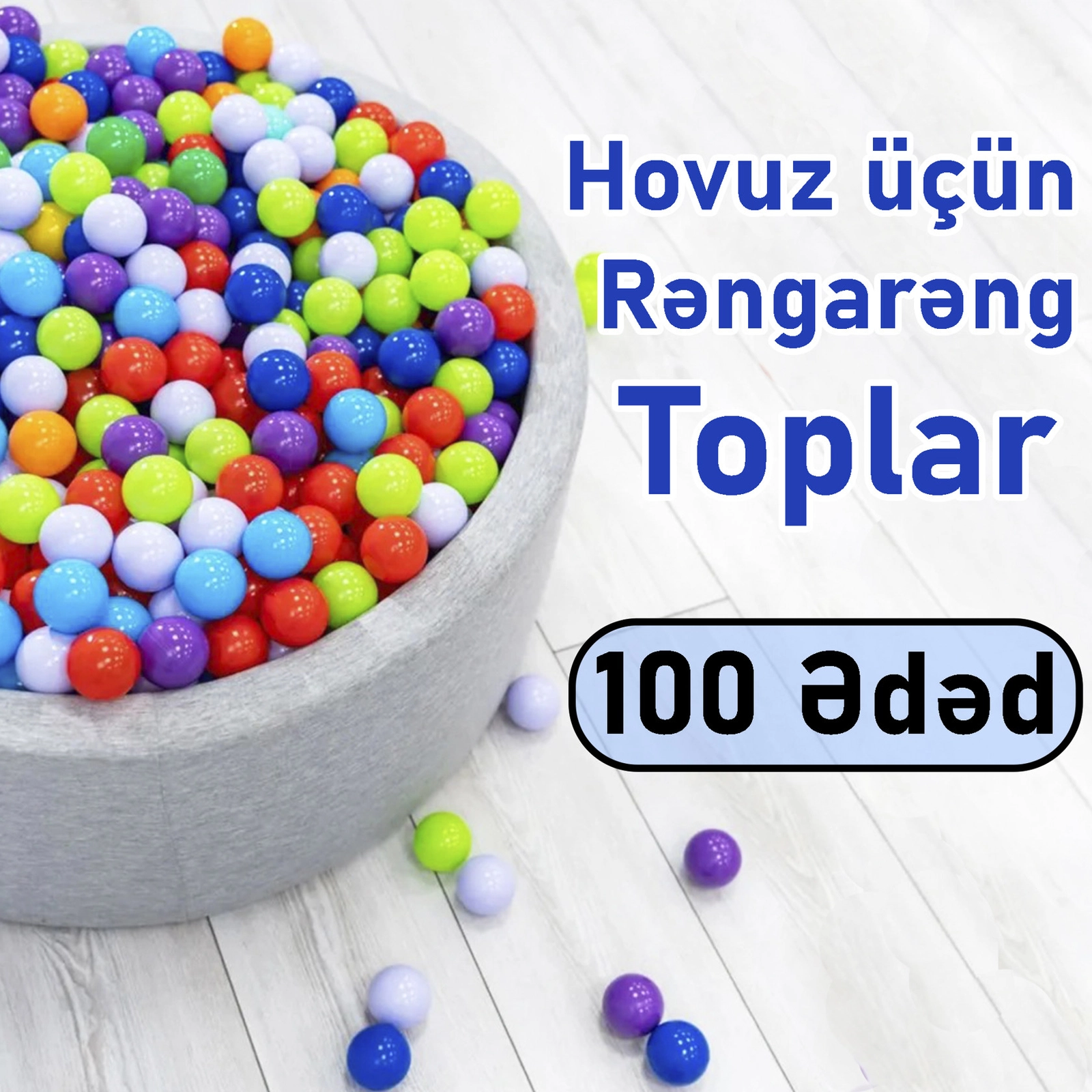 Quru hovuz üçün toplar BBClrfl100, rəngbərəng, 100 ədəd