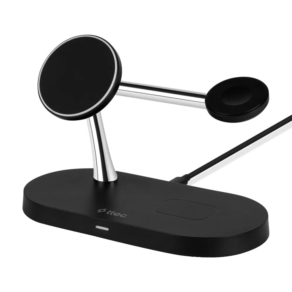 Simsiz enerji toplama cihazı Ttec AirCharger Quattro M MagSafe Competitible 4in1 iPhone+AppleWatch+AirPods Wireless Fast charger,Black
