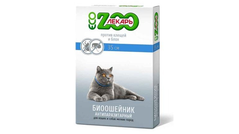 Bioboyunluq parazit əleyhinə ZOOЛЕКАРЬ, bit və gənə əleyhinə, pişiklər və kiçik itlər üçün, göy, 35 sm