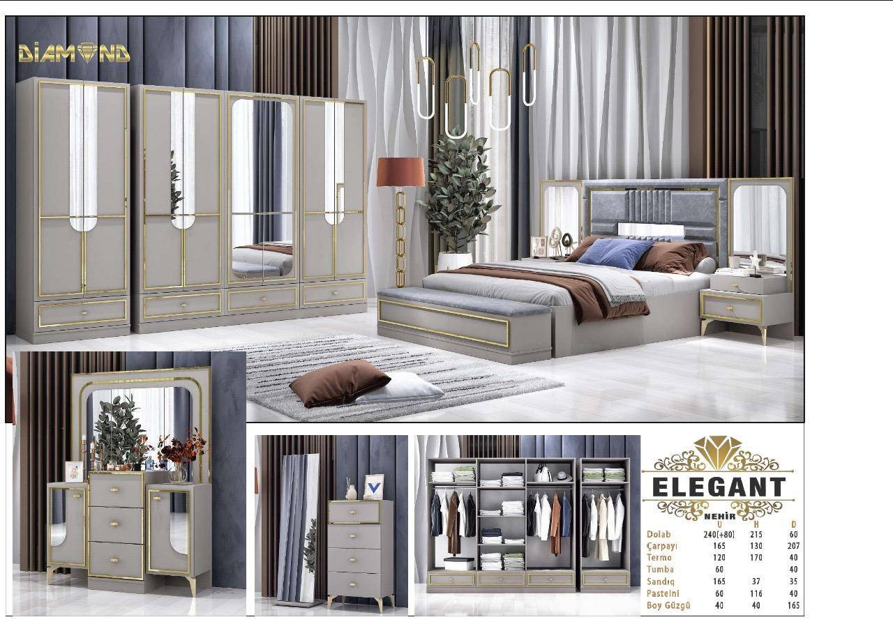 Yataq otağı dəsti Diamond Elegant Nehir SRV-010