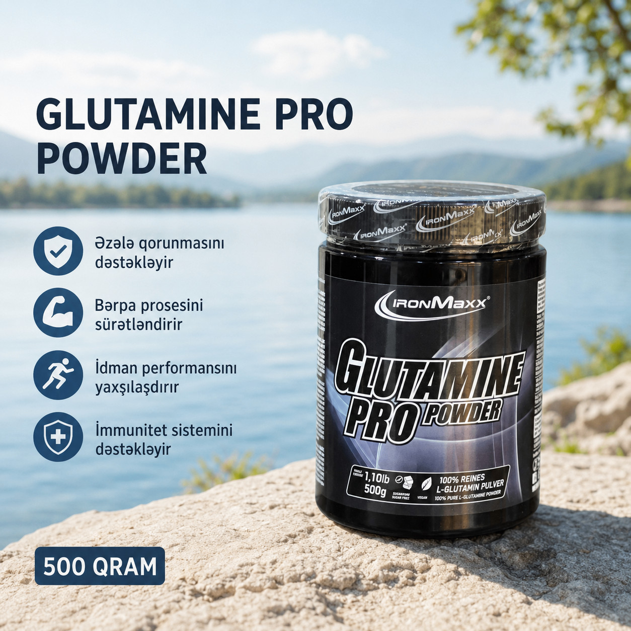 Aminturşular IronMaxx Glutamine Pro Powder 500 q