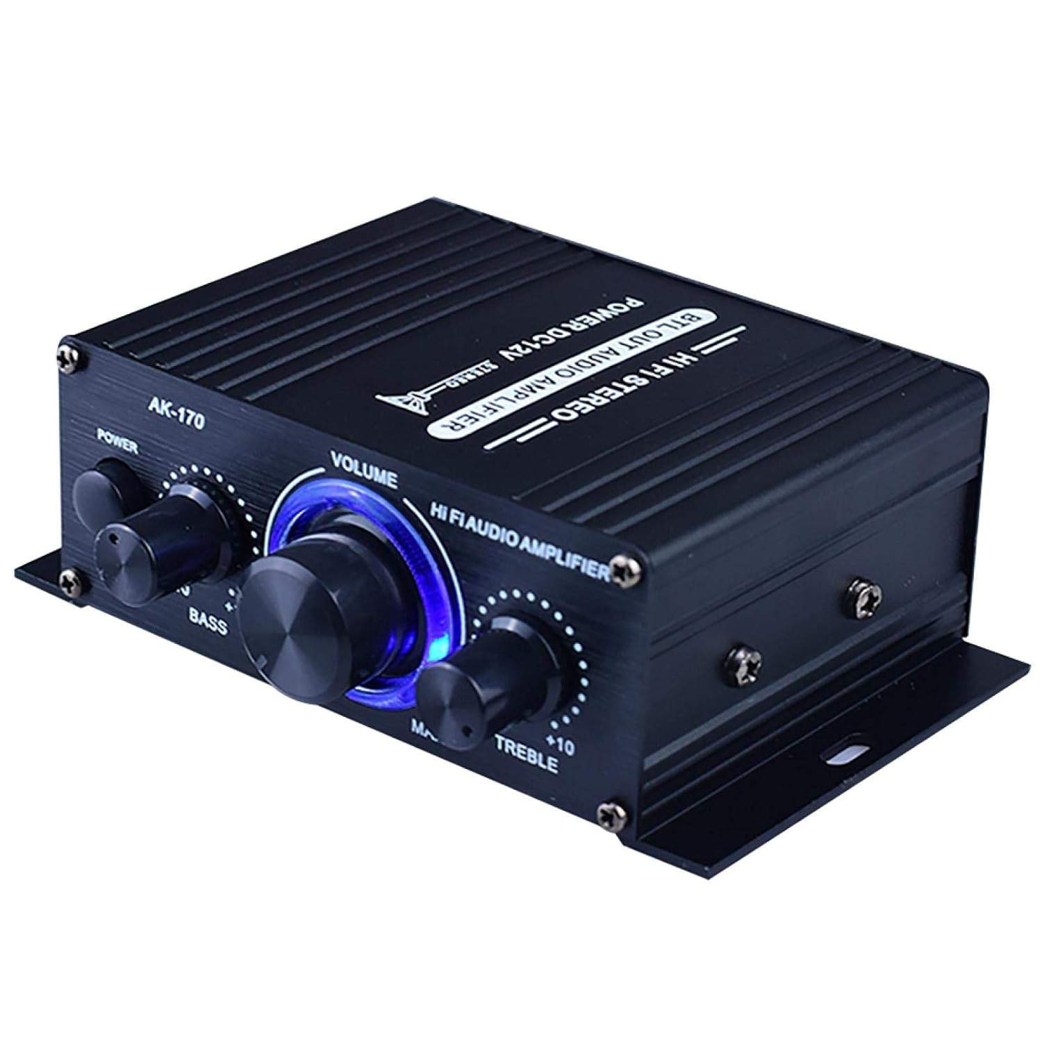 Gücləndirici AK-170 400W, RCA/AUX Girişli, Bas və Treble Tənzimləməli, 2.0 Kanal, 12V