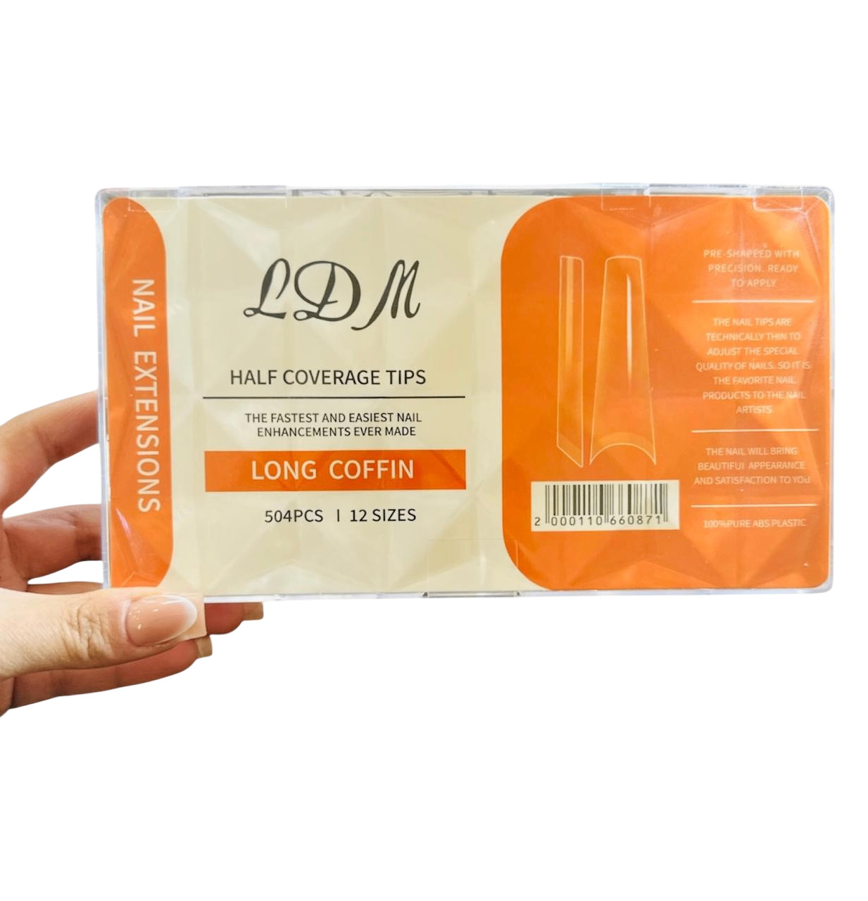 Tips dırnaqlar üçün Ldm Half Coverage, 504 əd, 12 ölçü