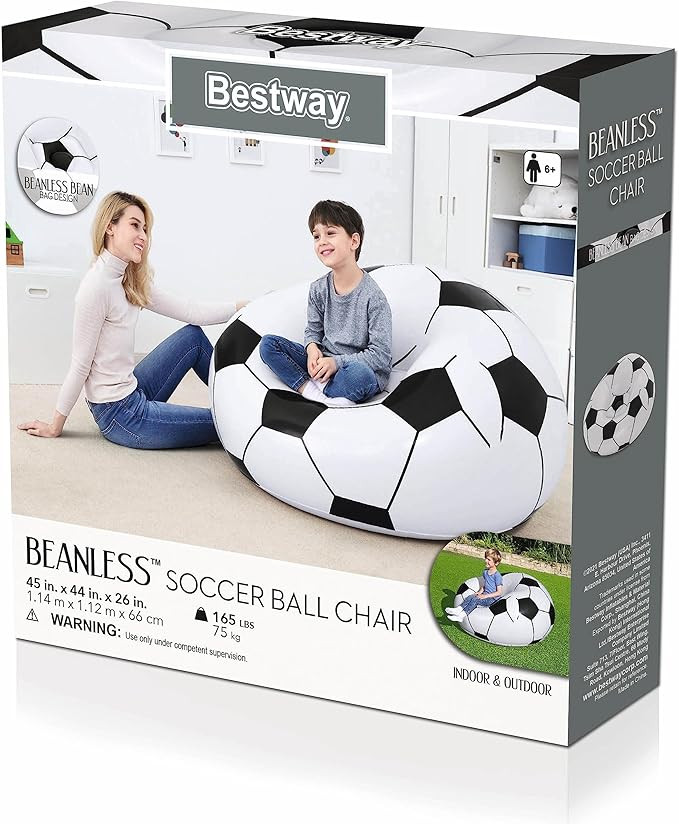 Şişmə kreslo Bestway, vinil, ağ/qara, 115x110x63 sm