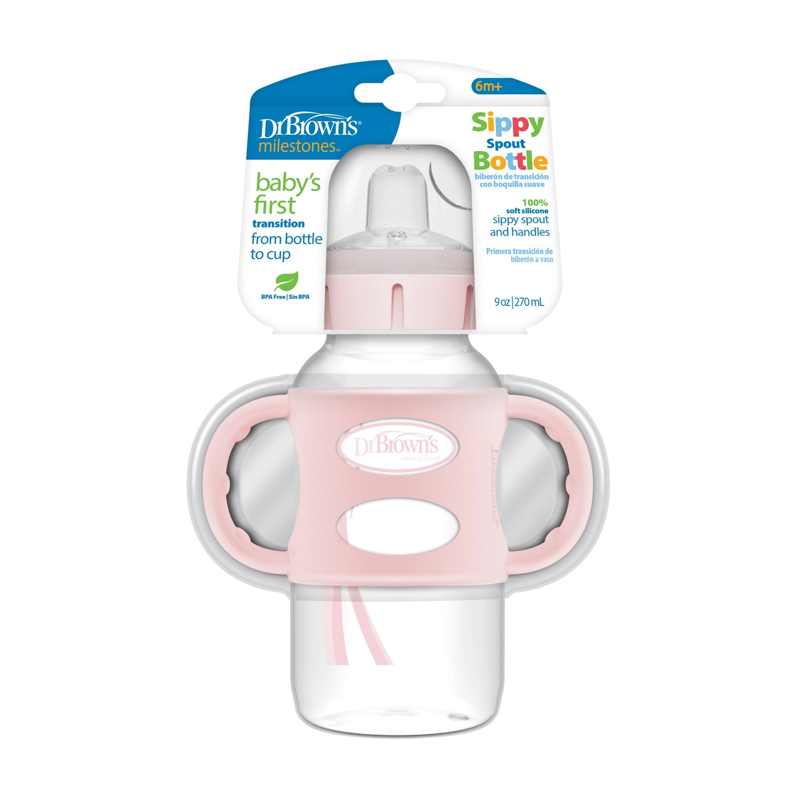Fincan yastıburun başlıqlı Dr.Brown's, polipropilen, çəhrayı, 270 ml, 6+ ay