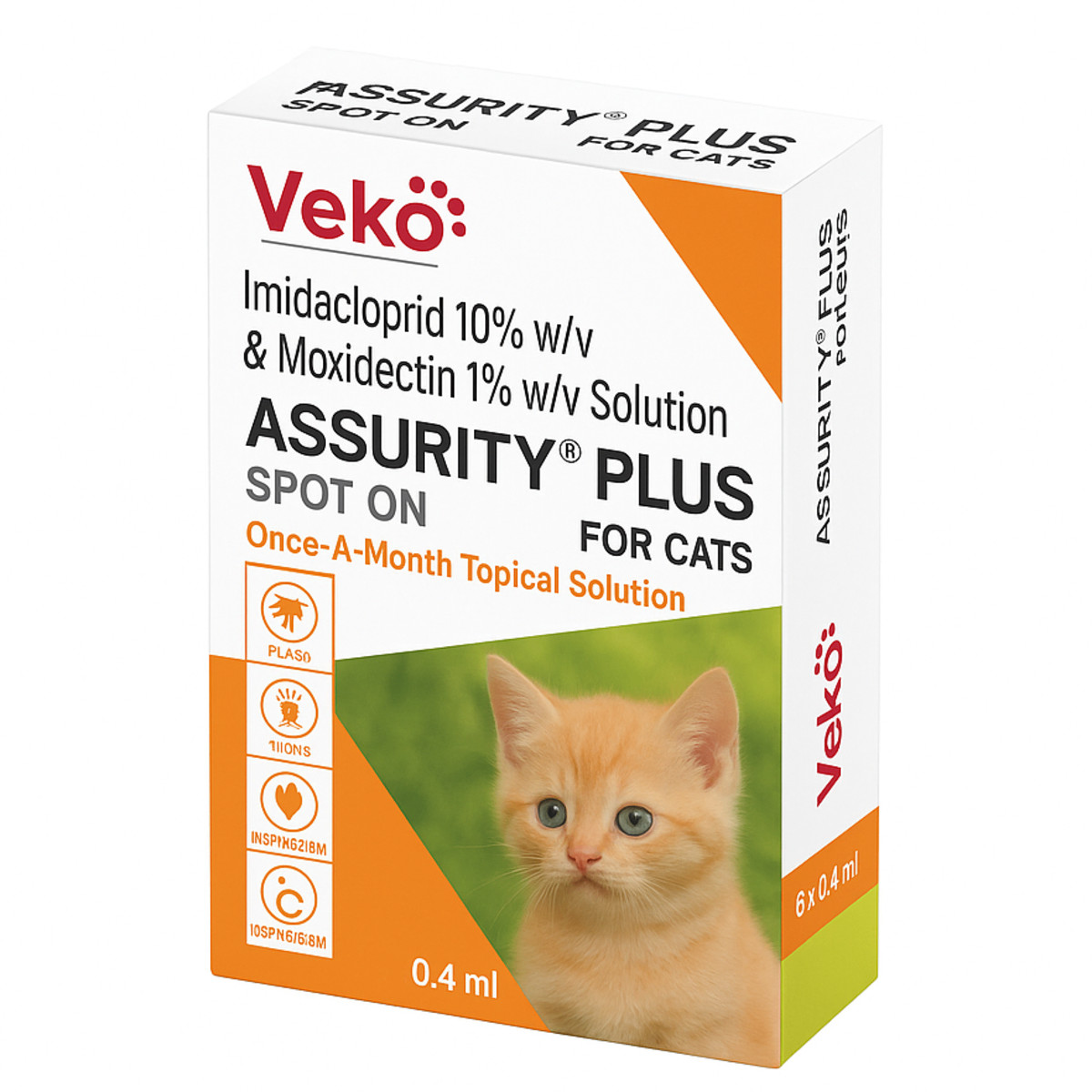 Daxili və xarici parazitlərə qarşı Veko damcıları, 4 kq-a qədər pişiklər üçün, 0.4 ml